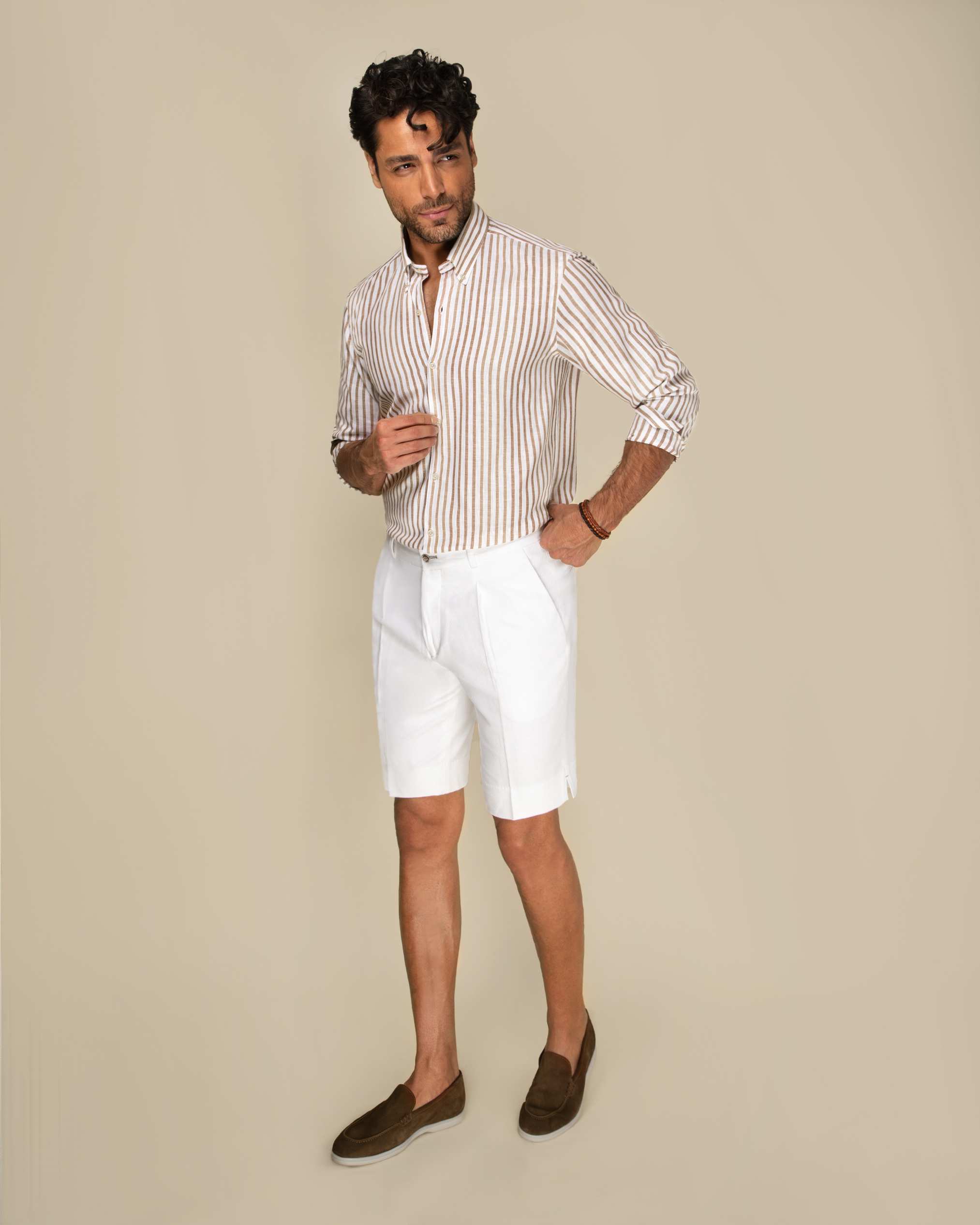 شلوارک کتان 2213002 کروم