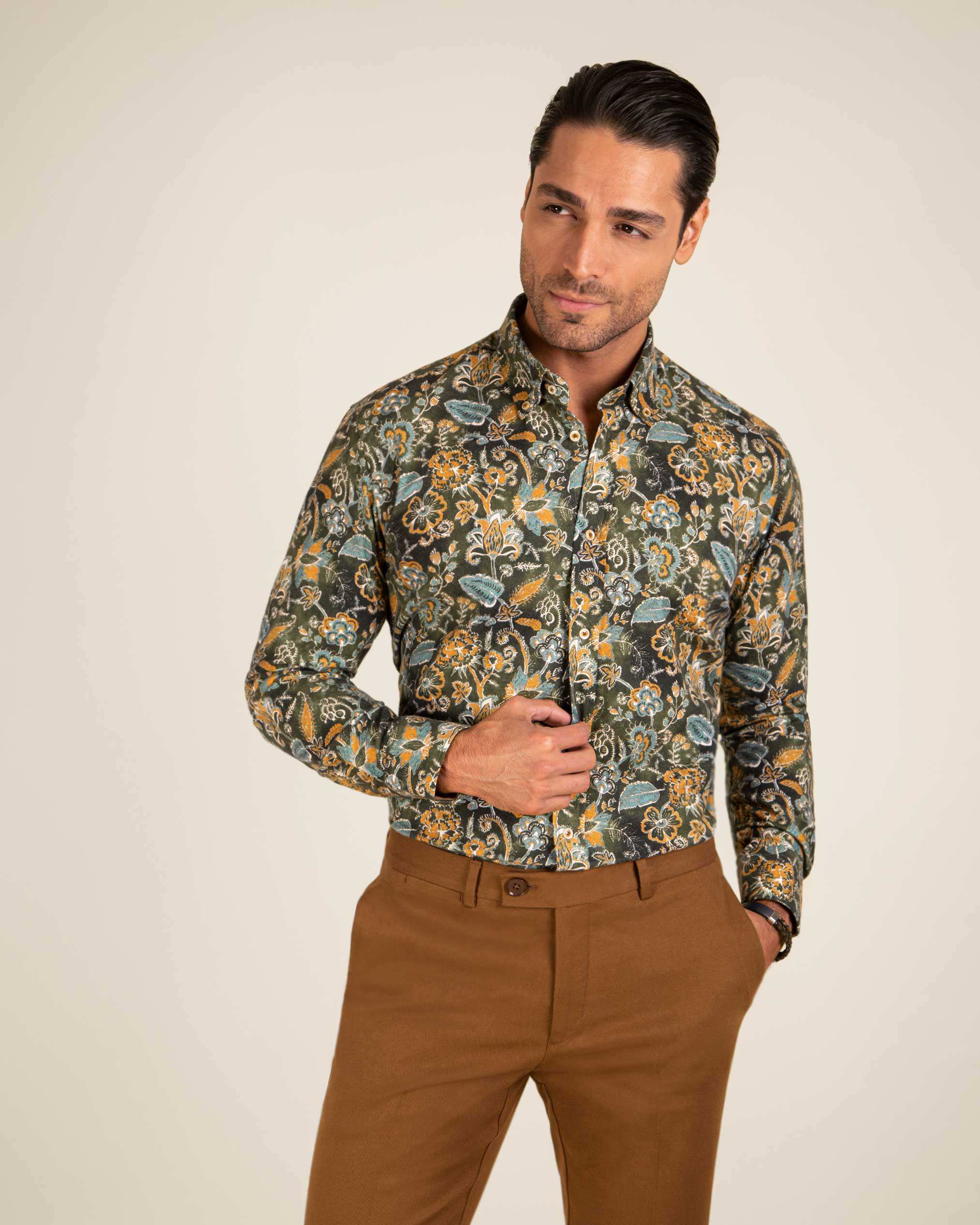 پیراهن طرح دار پشمی 2220114 کروم