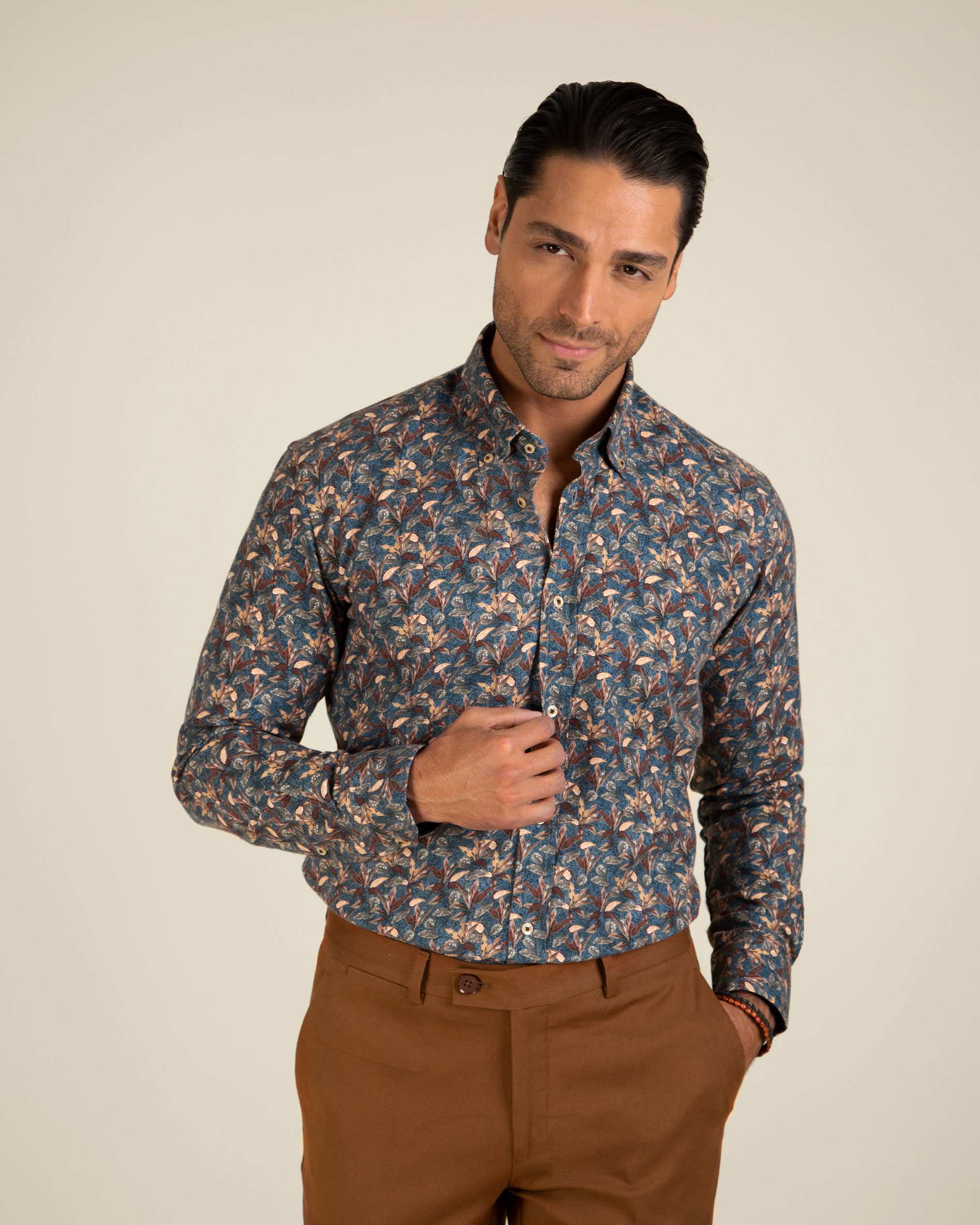 پیراهن طرح دار پشمی 2220114 کروم