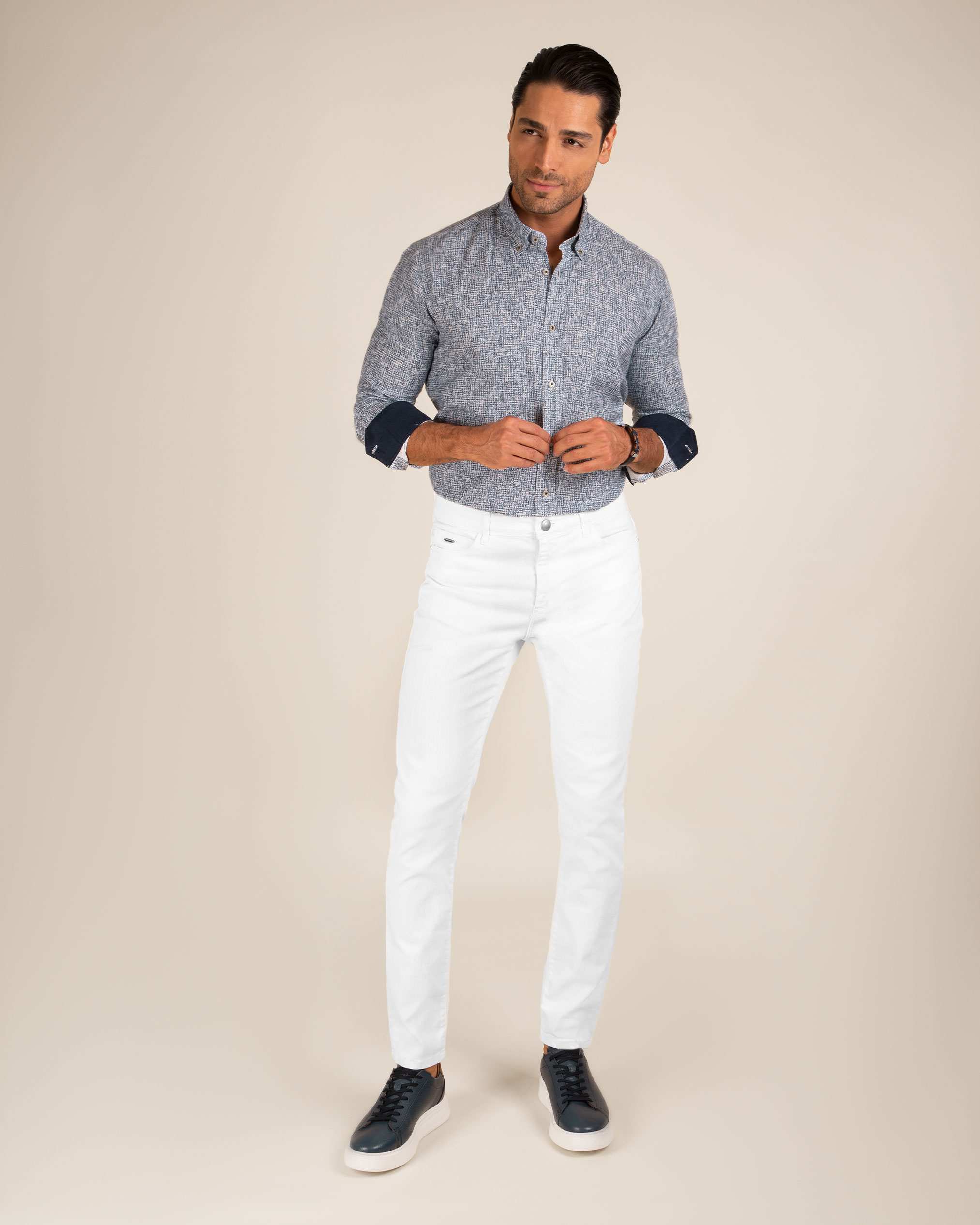 پیراهن طرح دار پشمی 2220114 کروم