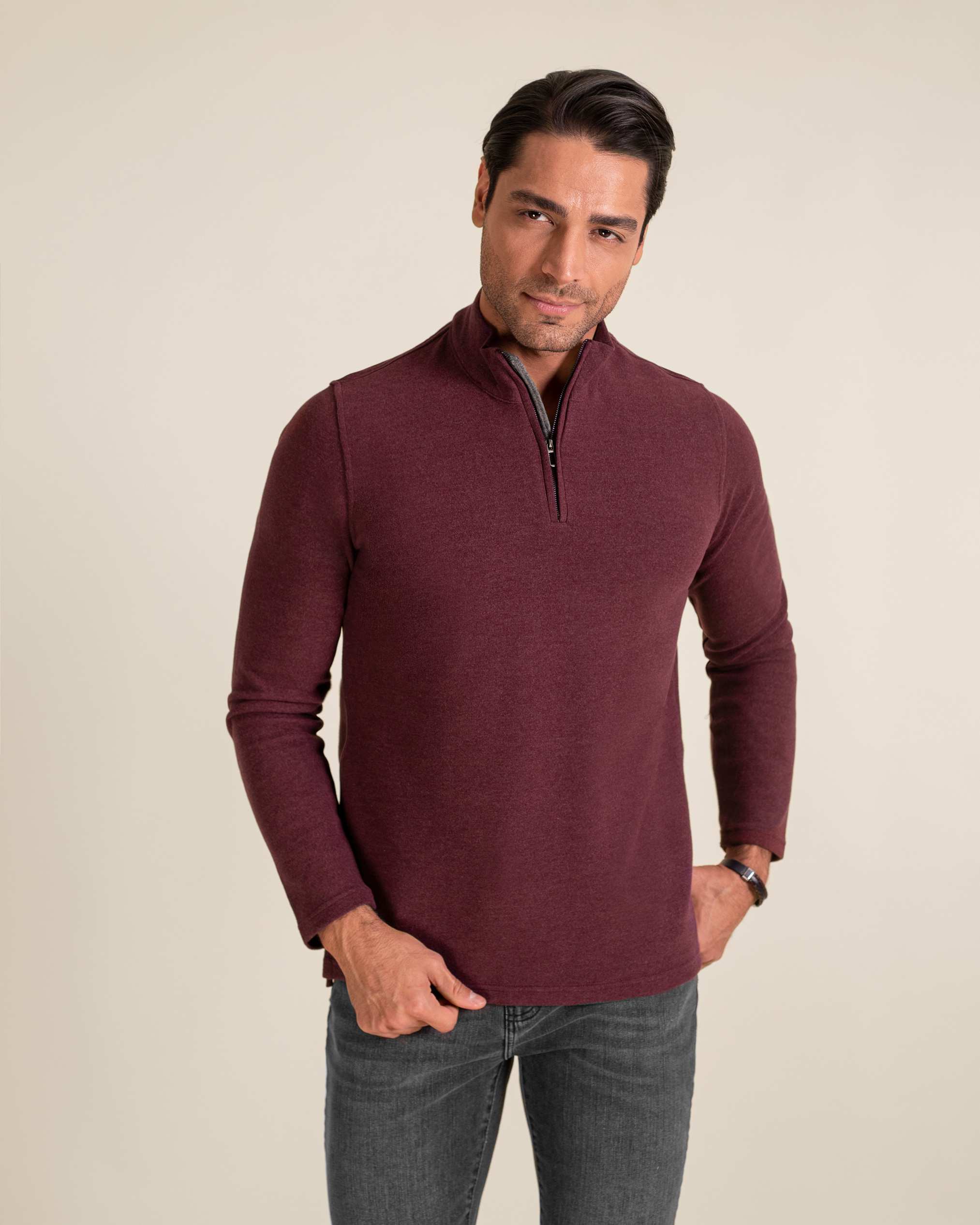 پولوشرت آستین بلند نیم زیپ 2220902 کروم