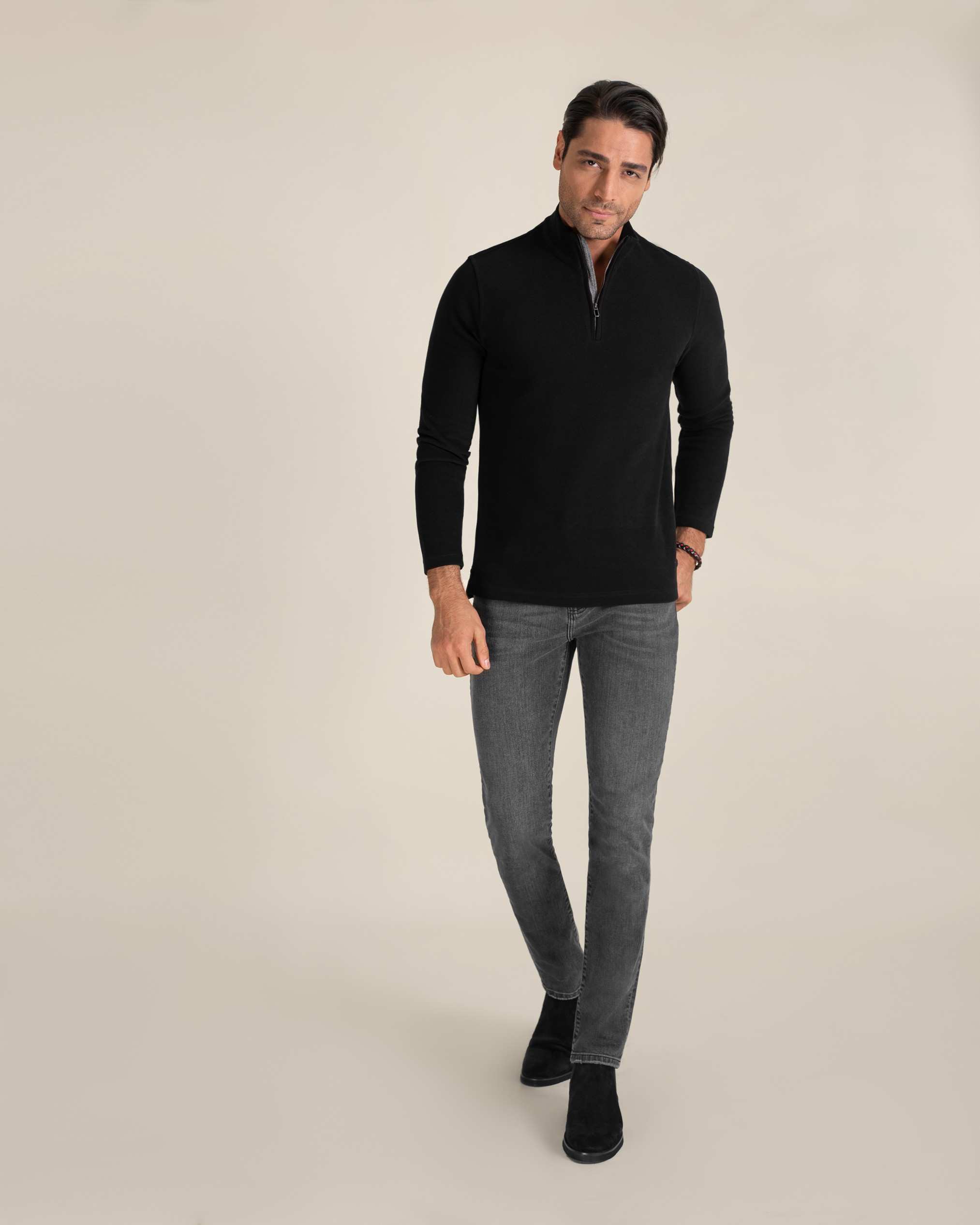 پولوشرت آستین بلند نیم زیپ 2220902 کروم