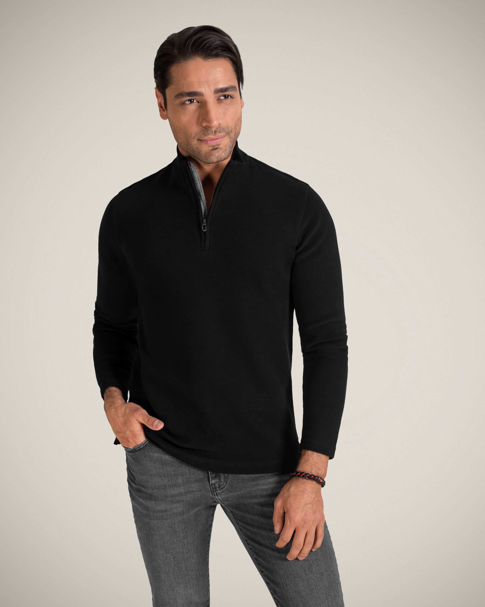 پولوشرت آستین بلند نیم زیپ 2220902 کروم