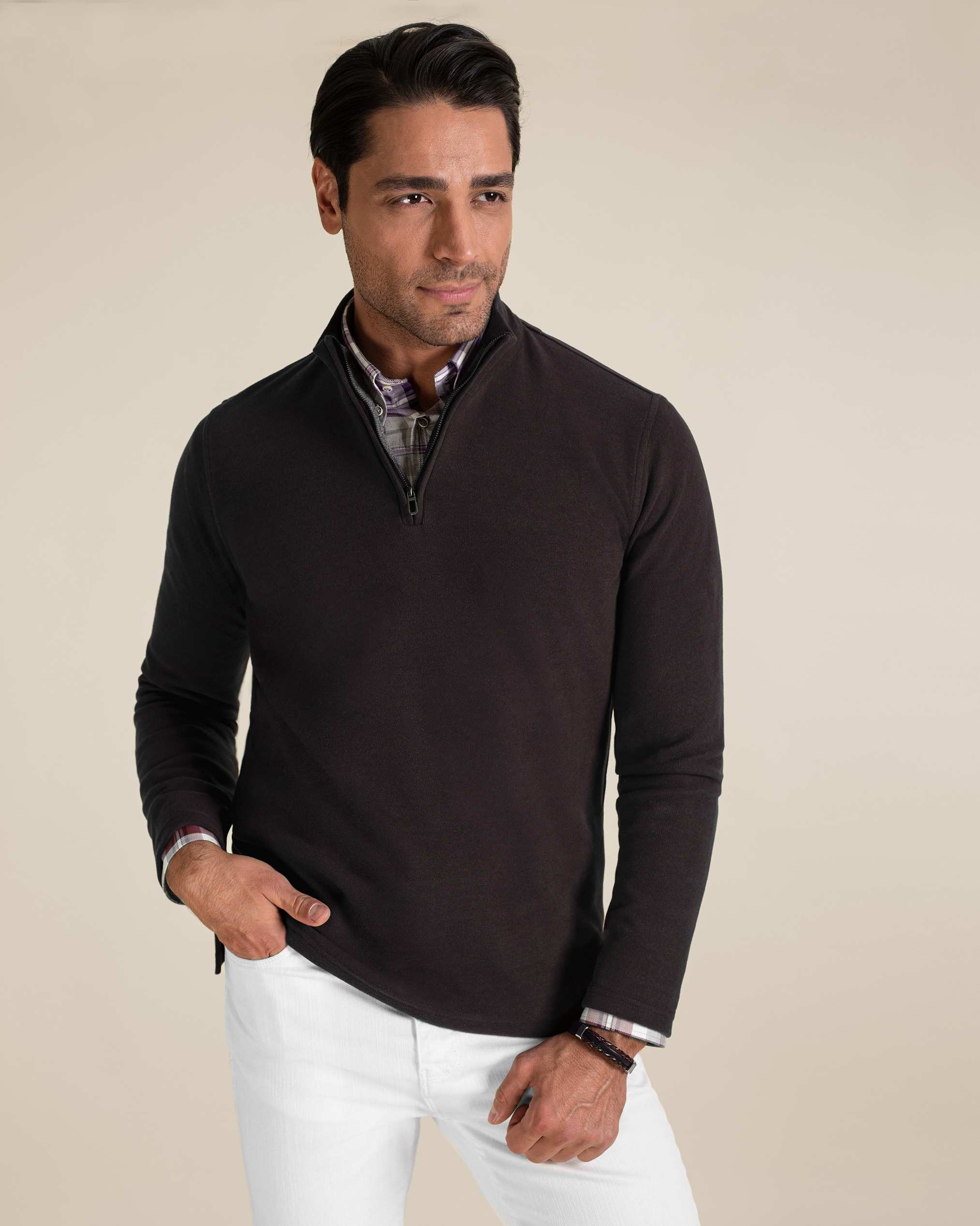 پولوشرت آستین بلند نیم زیپ 2220902 کروم