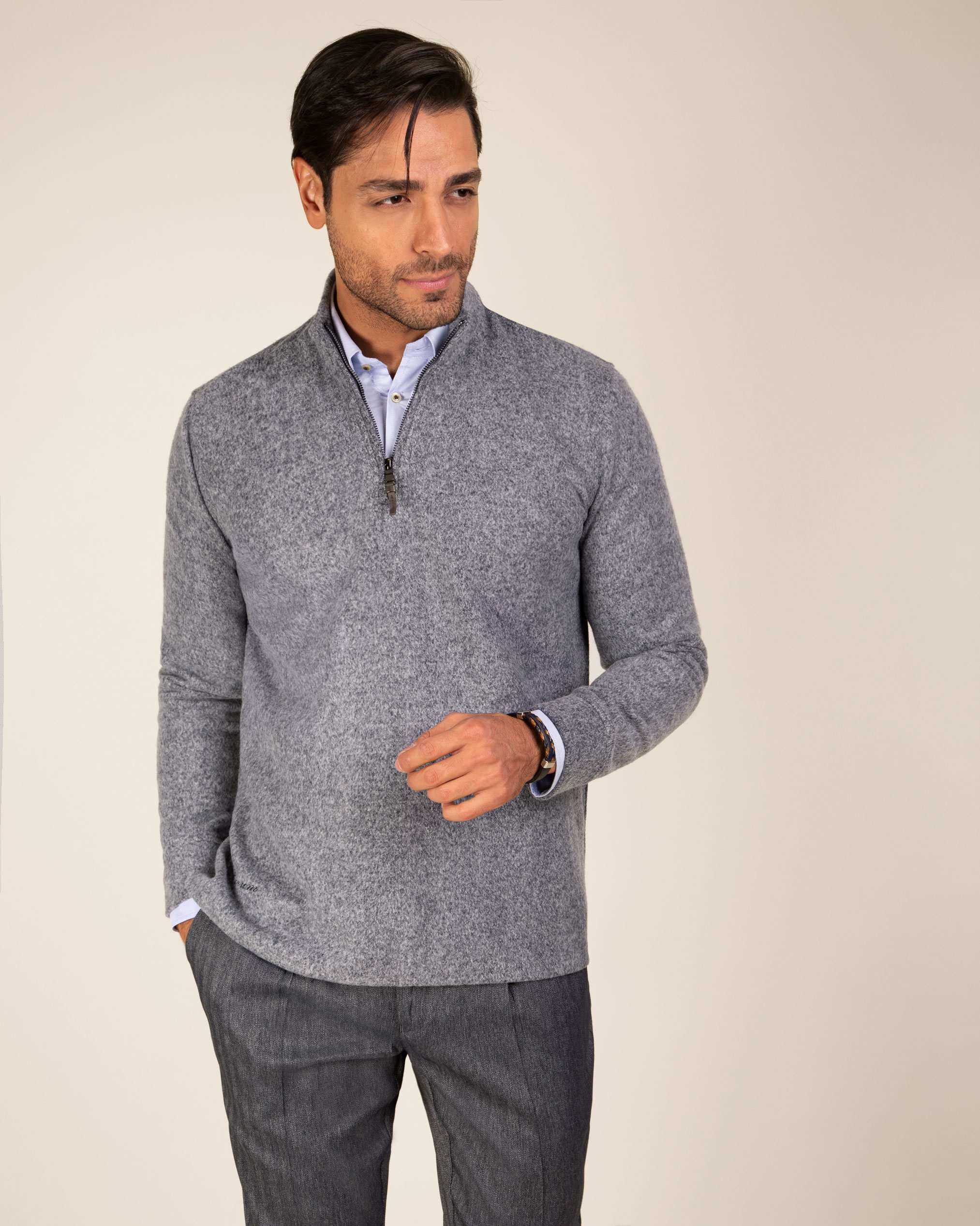 پولوشرت آستین بلند نیم زیپ 2220904 کروم