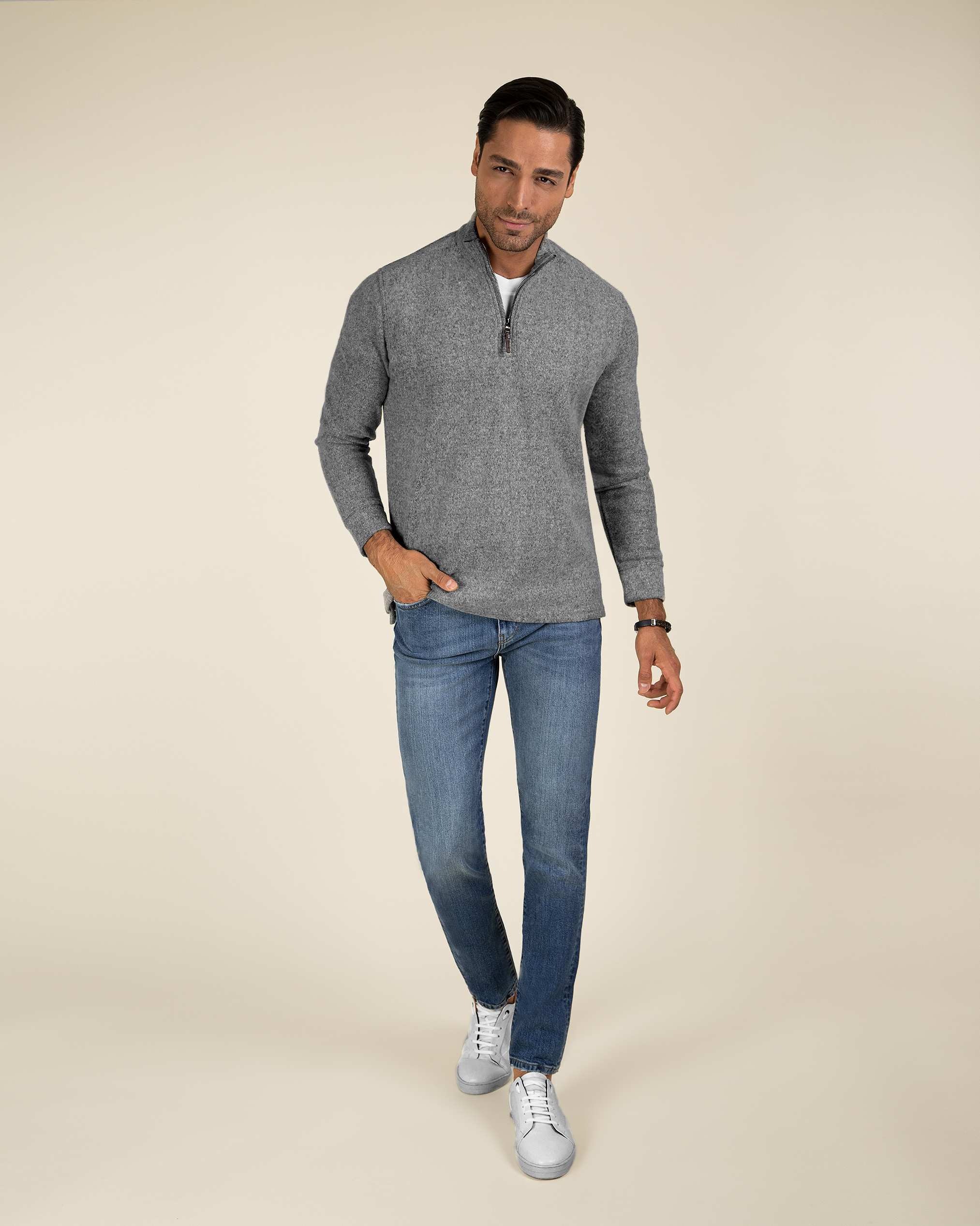 پولوشرت آستین بلند نیم زیپ 2220904 کروم