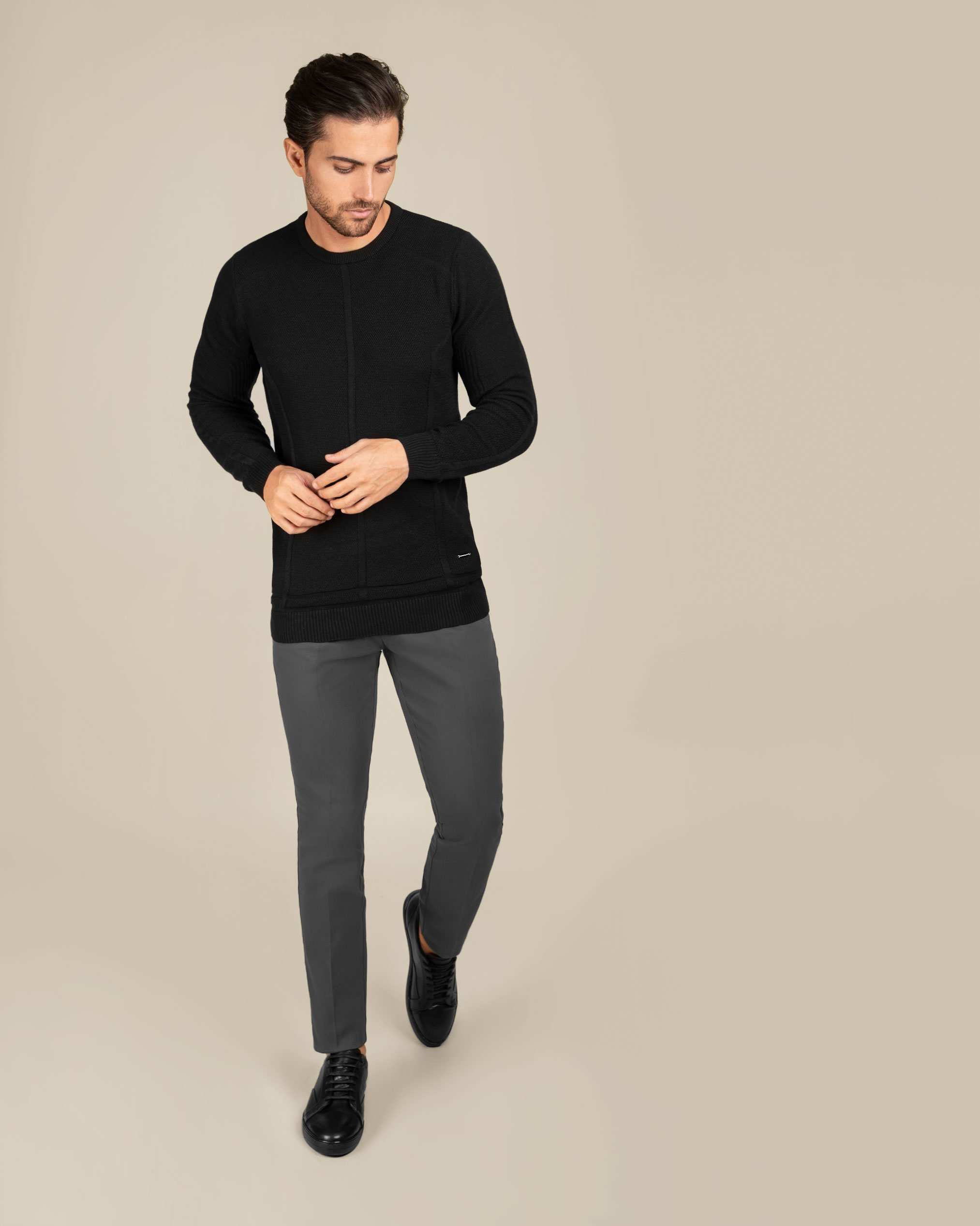 پلیور یقه گرد مردانه 2221001 کروم