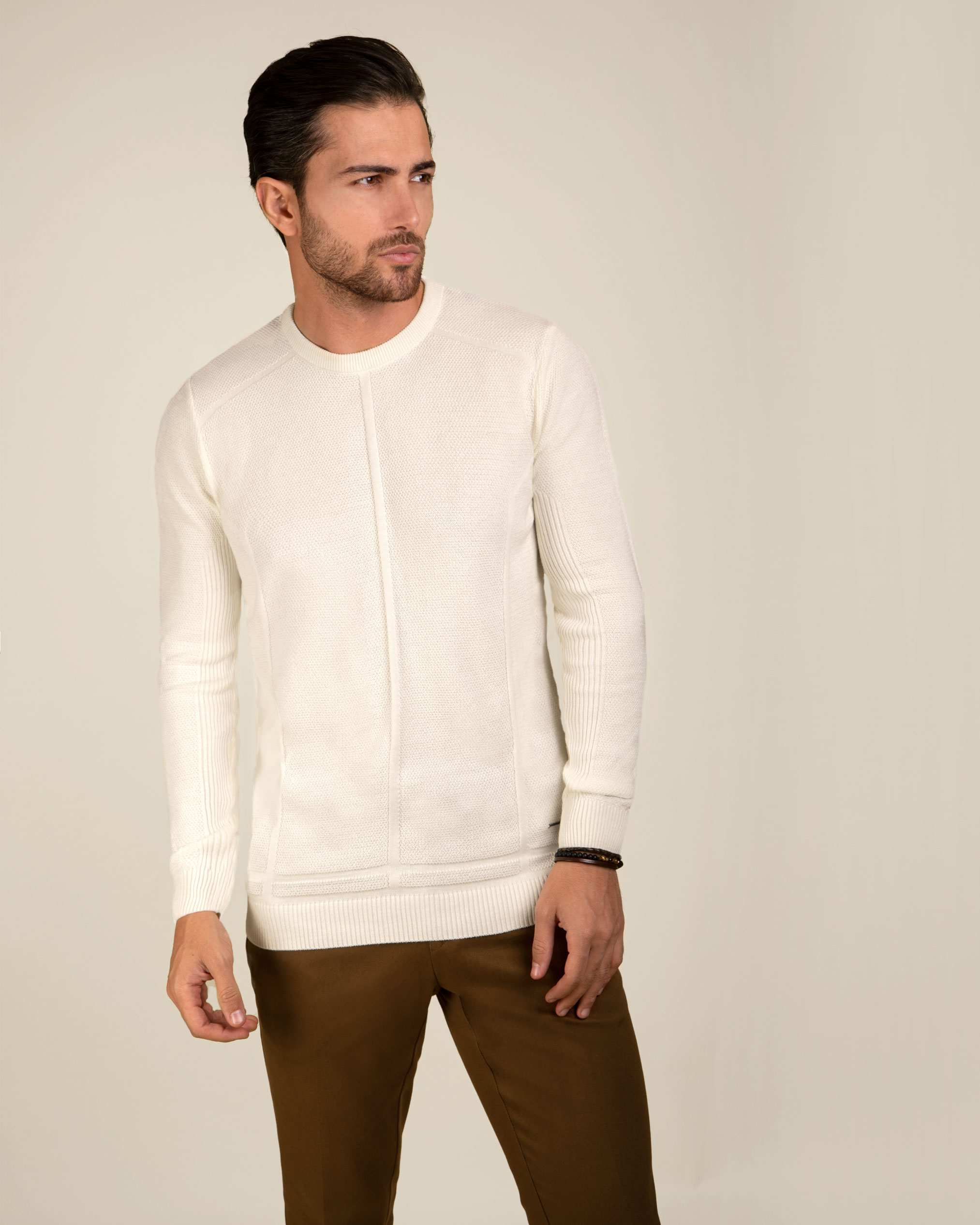 پلیور یقه گرد مردانه 2221001 کروم