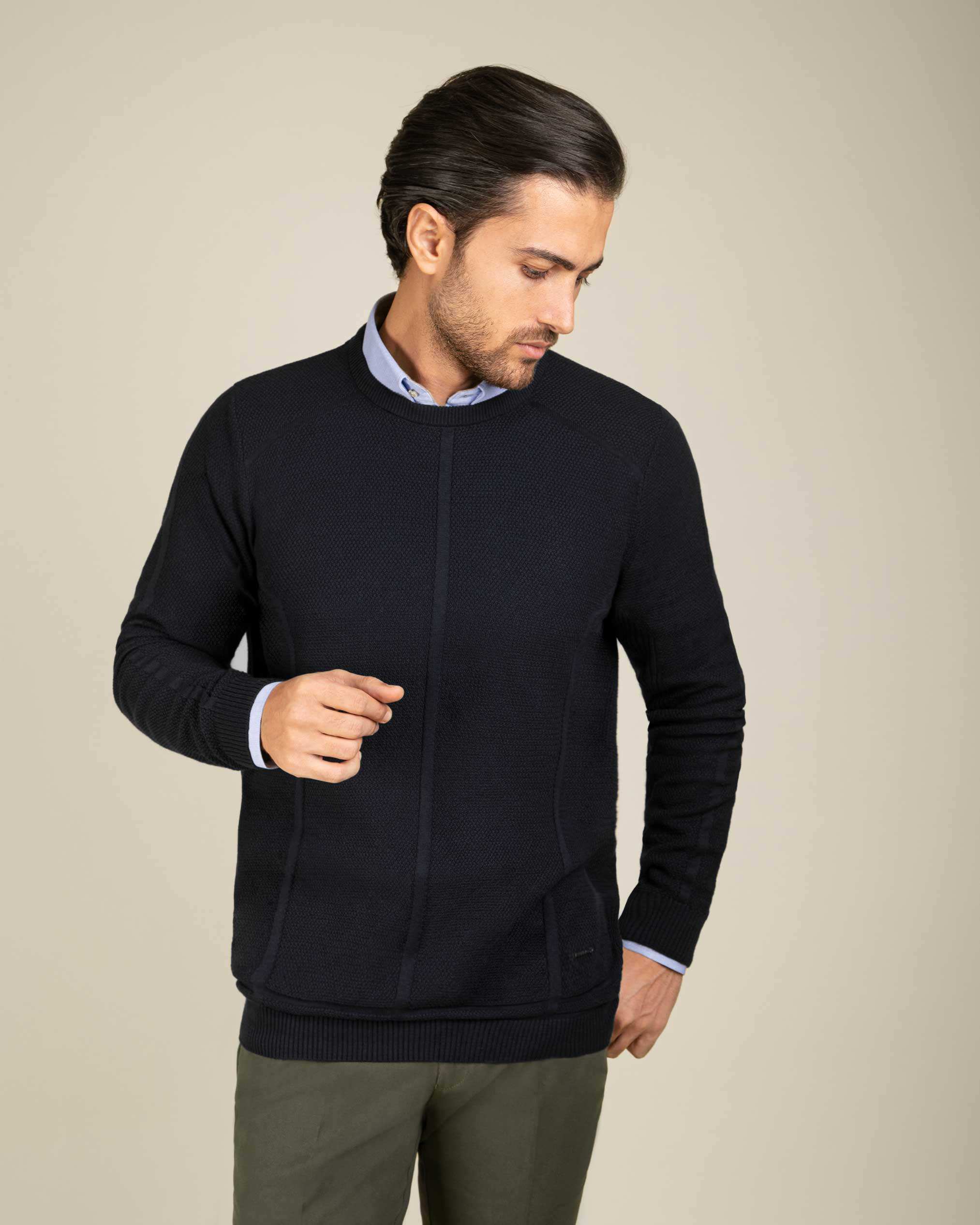 پلیور یقه گرد مردانه 2221001 کروم