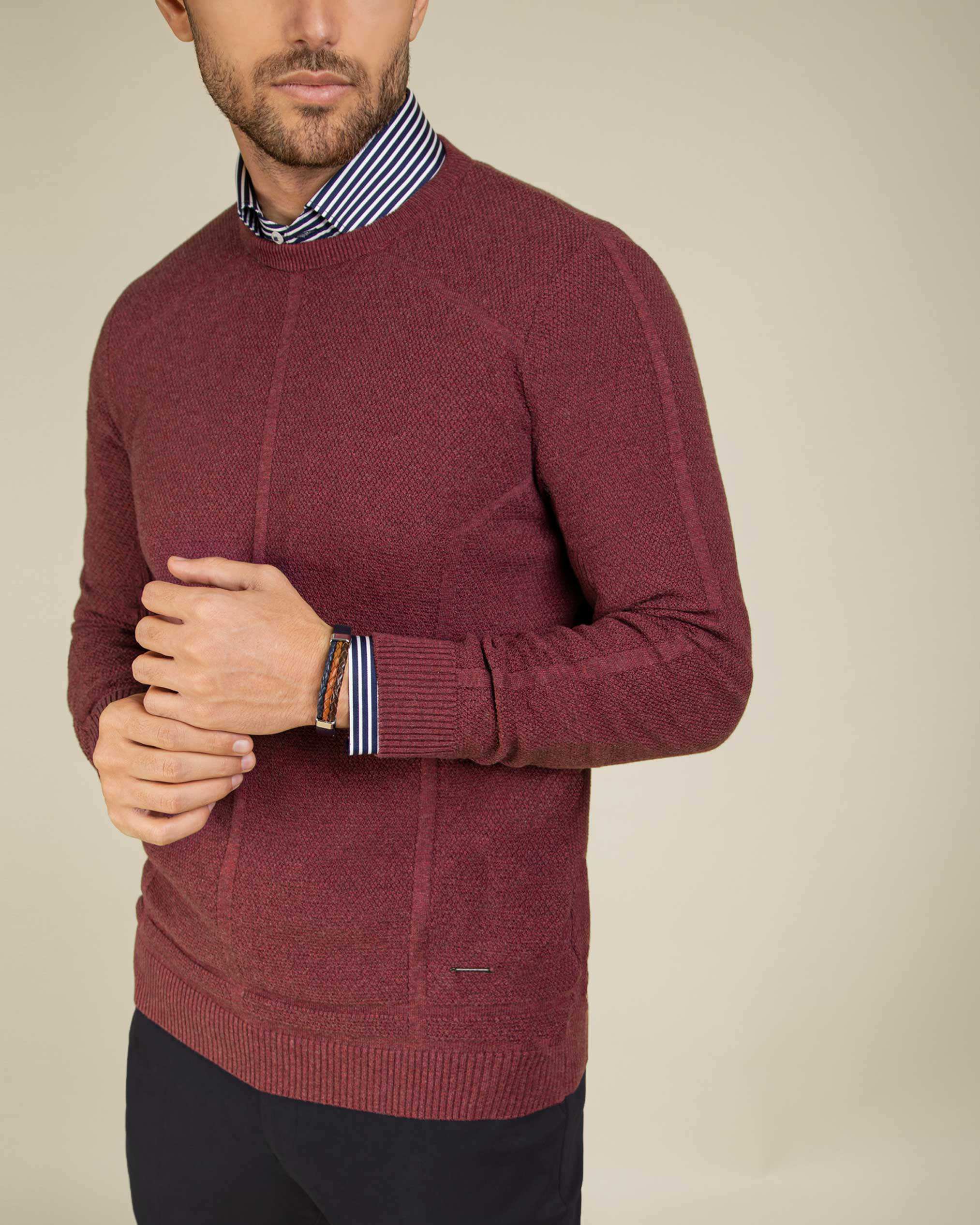 پلیور یقه گرد مردانه 2221001 کروم