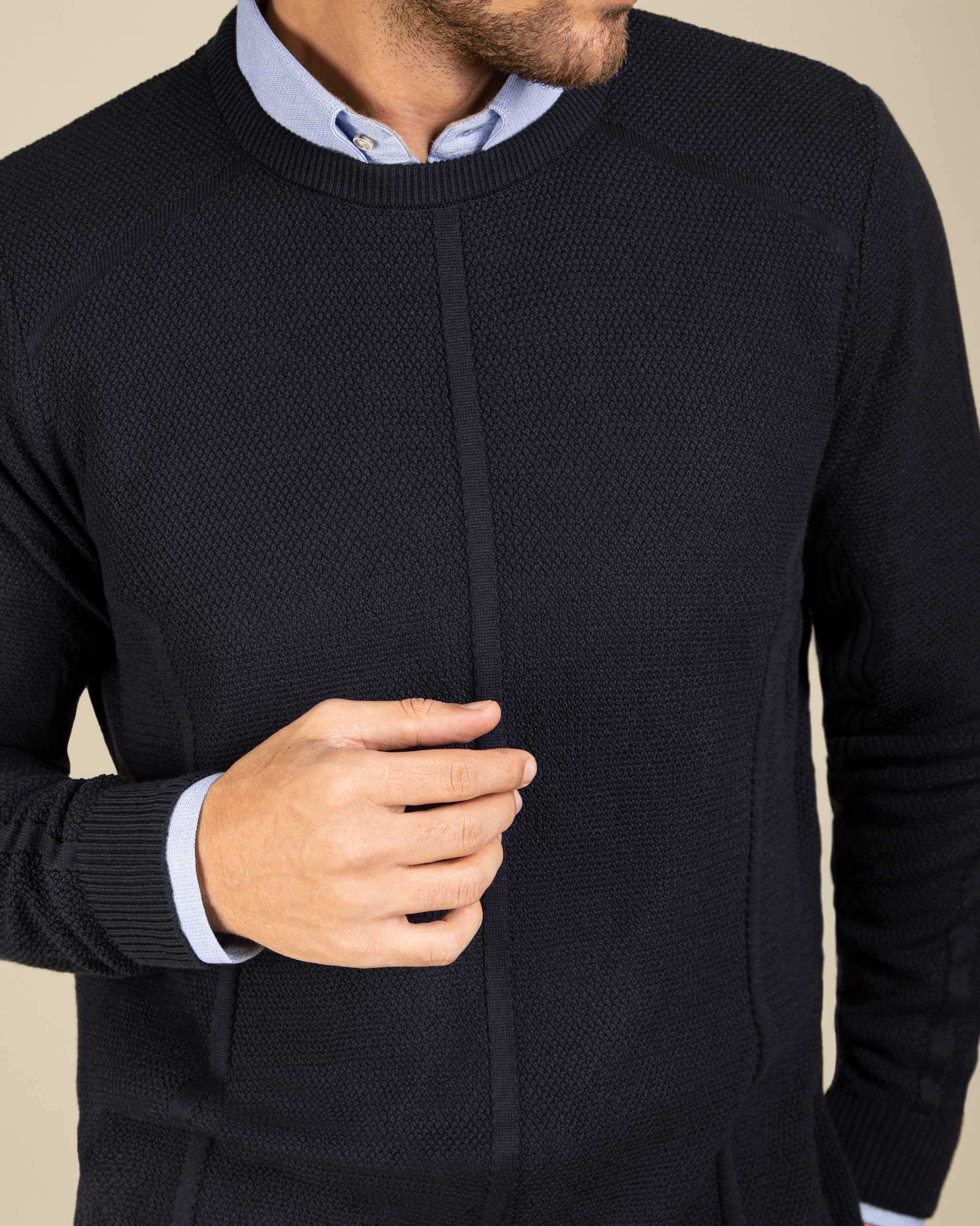 پلیور یقه گرد مردانه 2221001 کروم