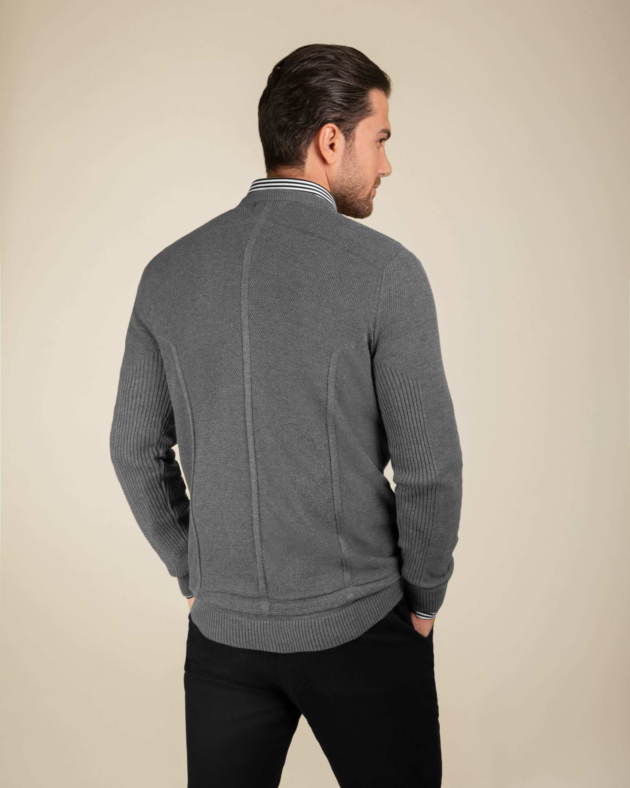 پلیور یقه گرد مردانه 2221001 کروم