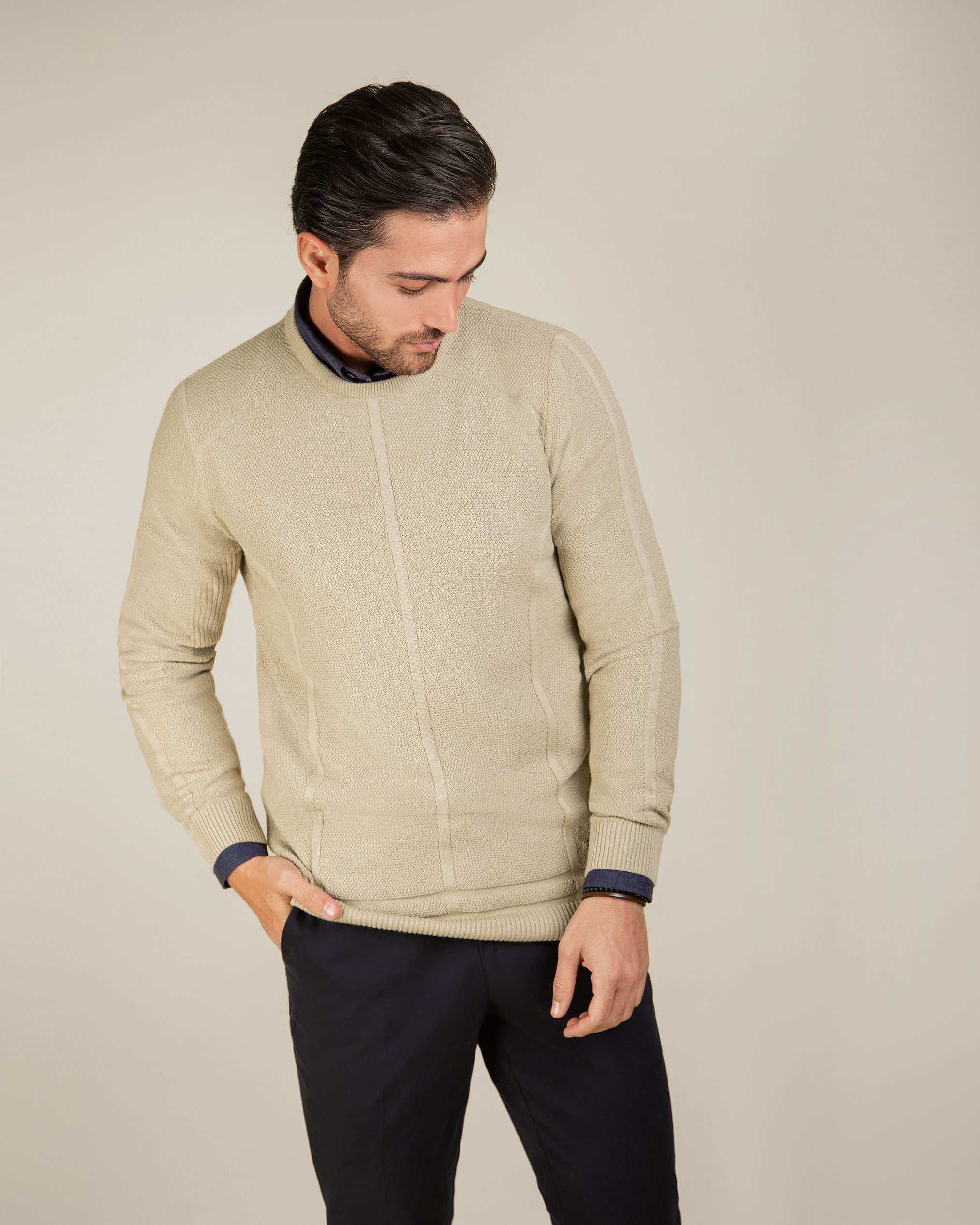 پلیور یقه گرد مردانه 2221001 کروم