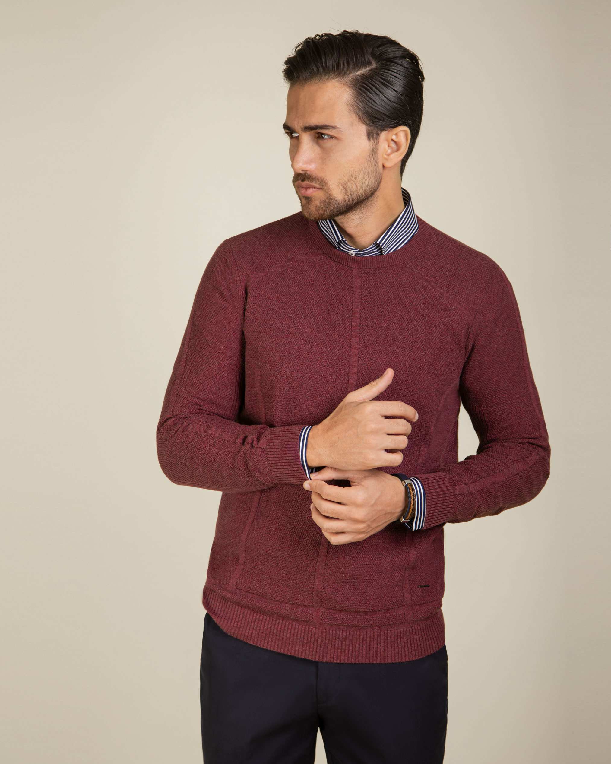 پلیور یقه گرد مردانه 2221001 کروم