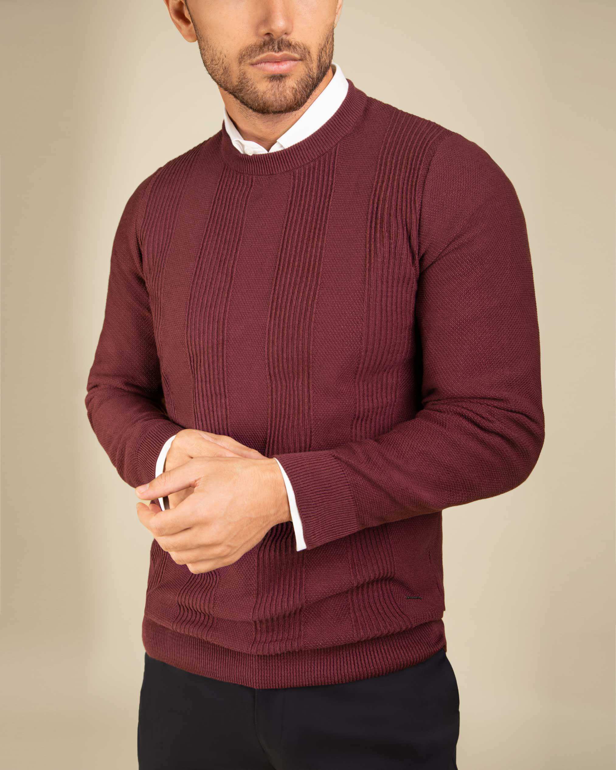 پلیور یقه گرد مردانه 2221004 کروم