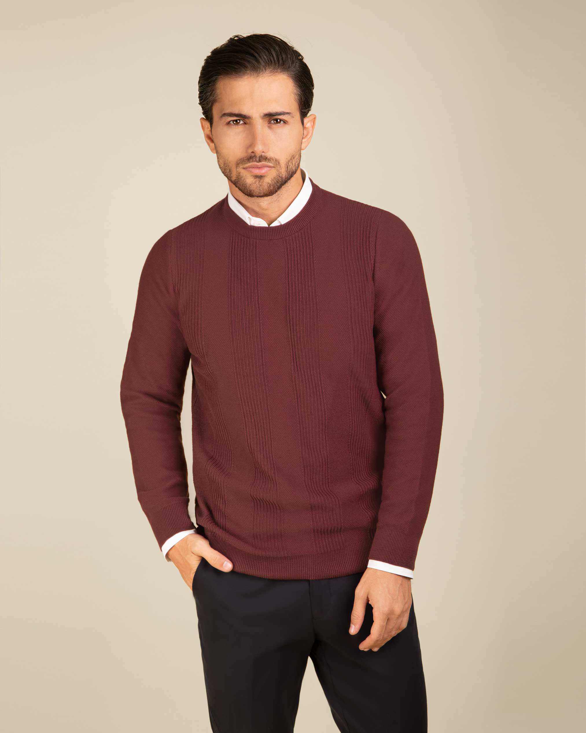 پلیور یقه گرد مردانه 2221004 کروم