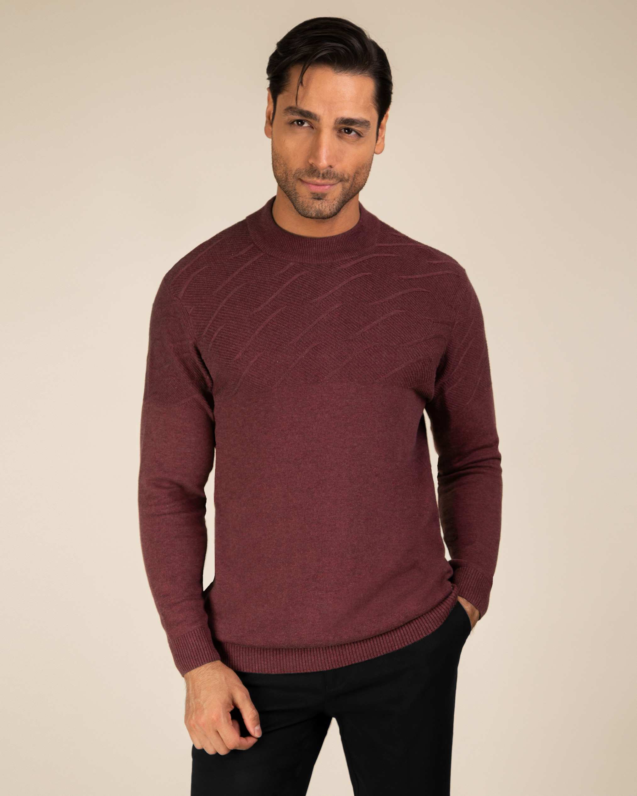 پلیور یقه 5 سانت مردانه 2221006 کروم