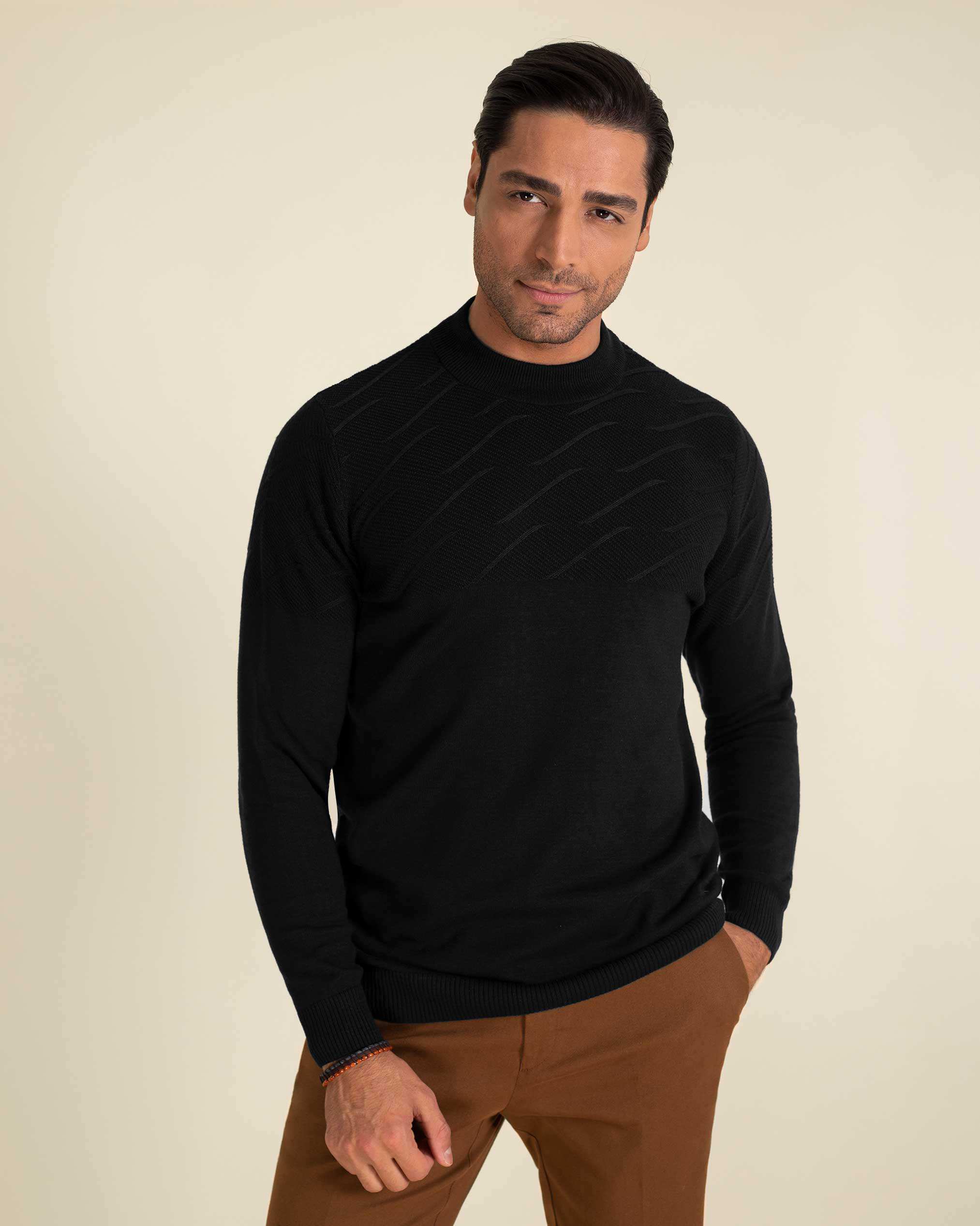 پلیور یقه 5 سانت مردانه 2221006 کروم