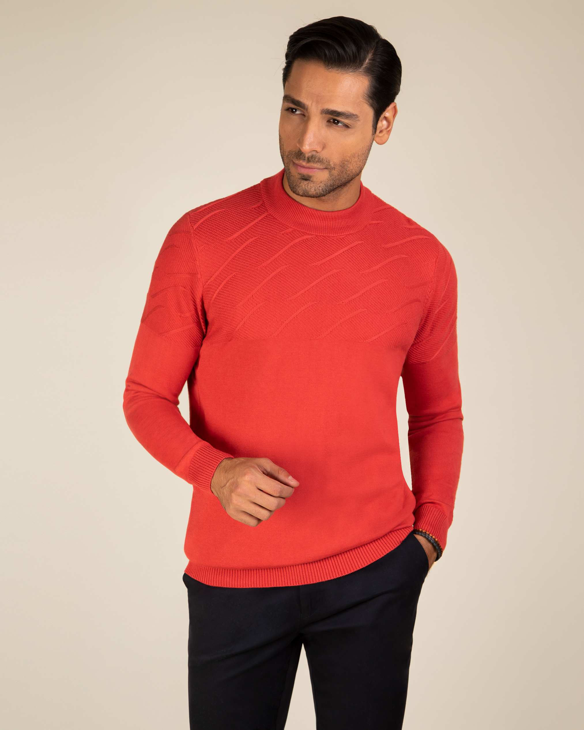 پلیور یقه 5 سانت مردانه 2221006 کروم