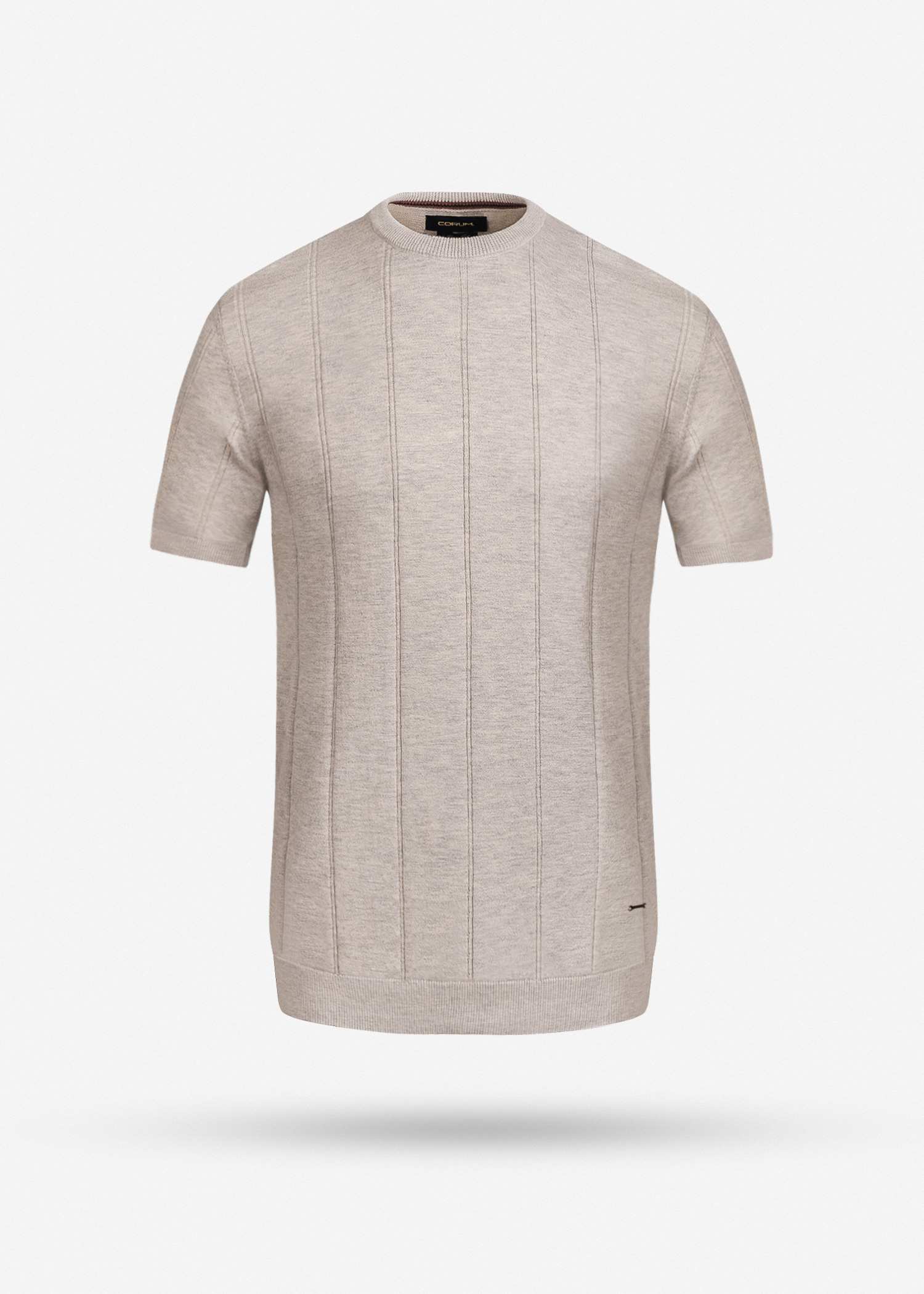 تیشرت یقه گرد بافت مردانه 2310601 کروم