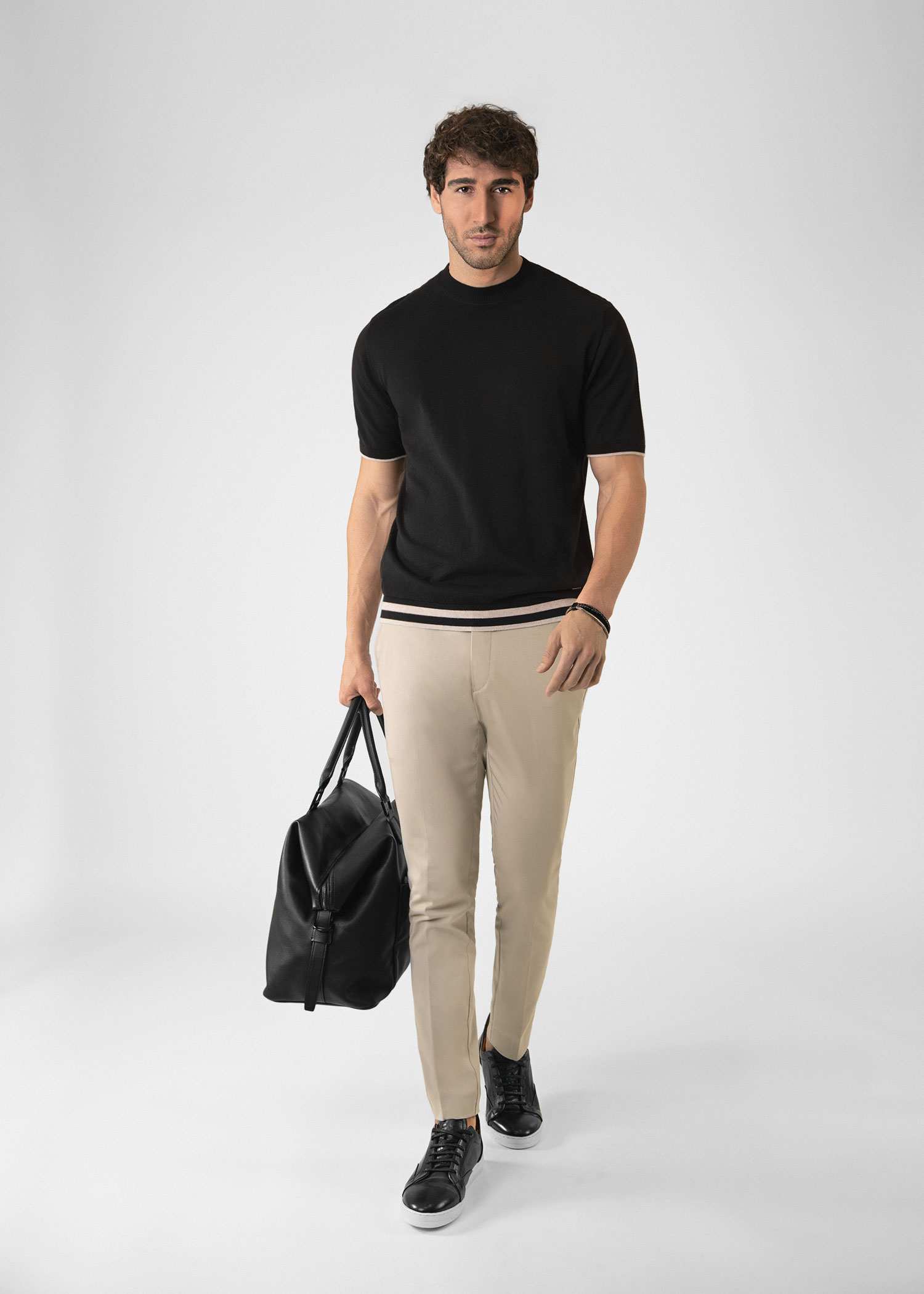 تیشرت یقه گرد بافت مردانه 2310602 کروم