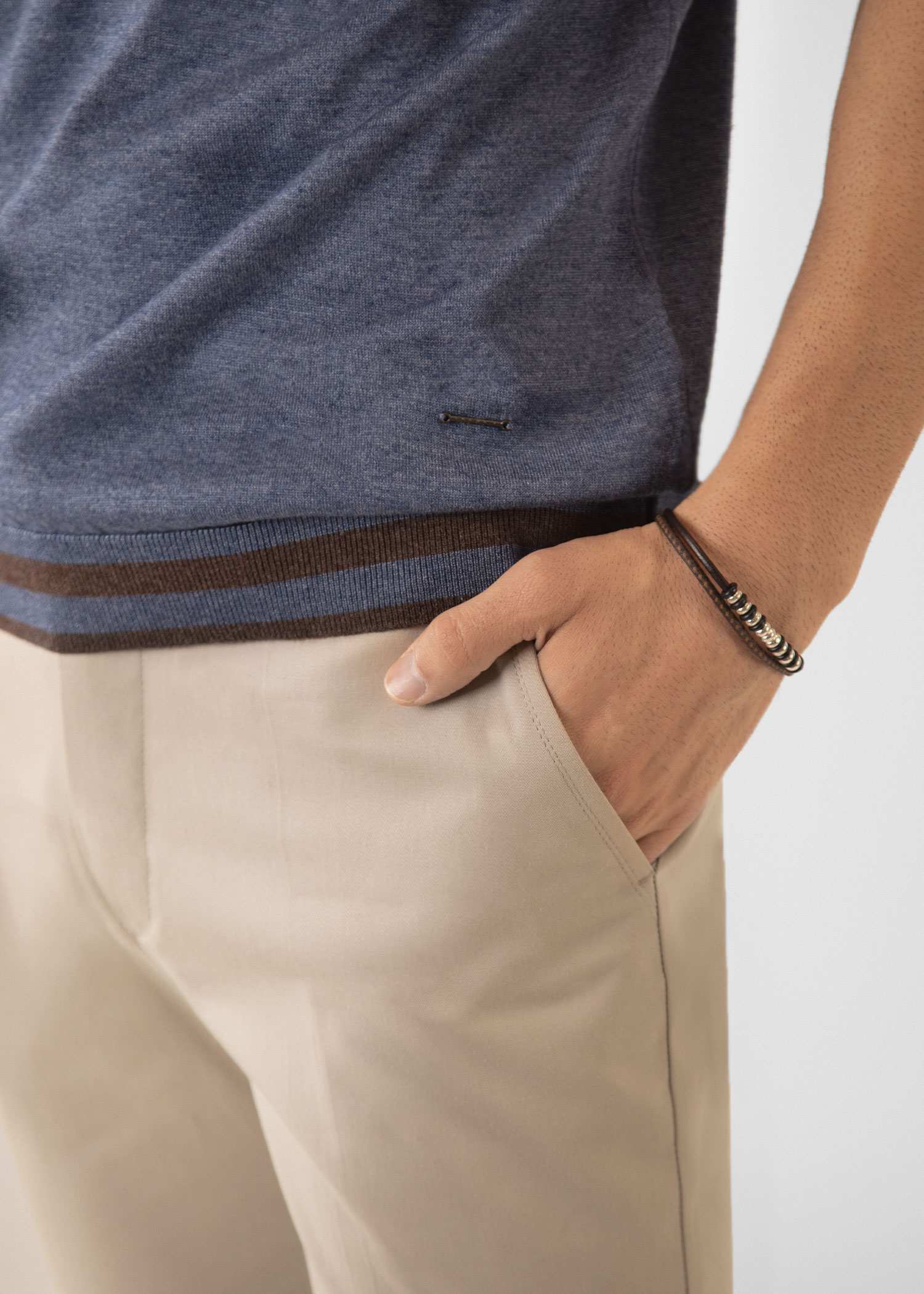 تیشرت یقه گرد بافت مردانه 2310602 کروم