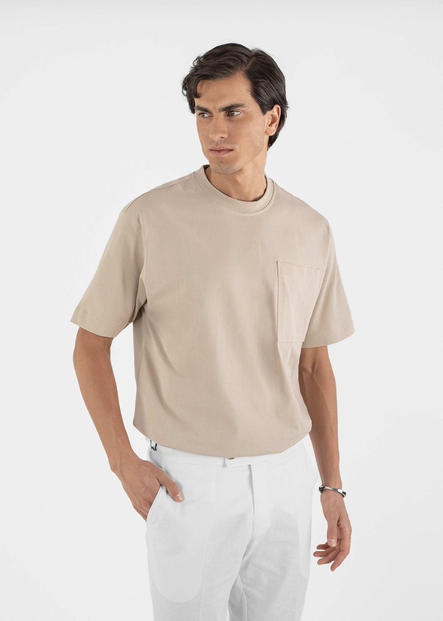 تیشرت یقه گرد مردانه 2310605 کروم