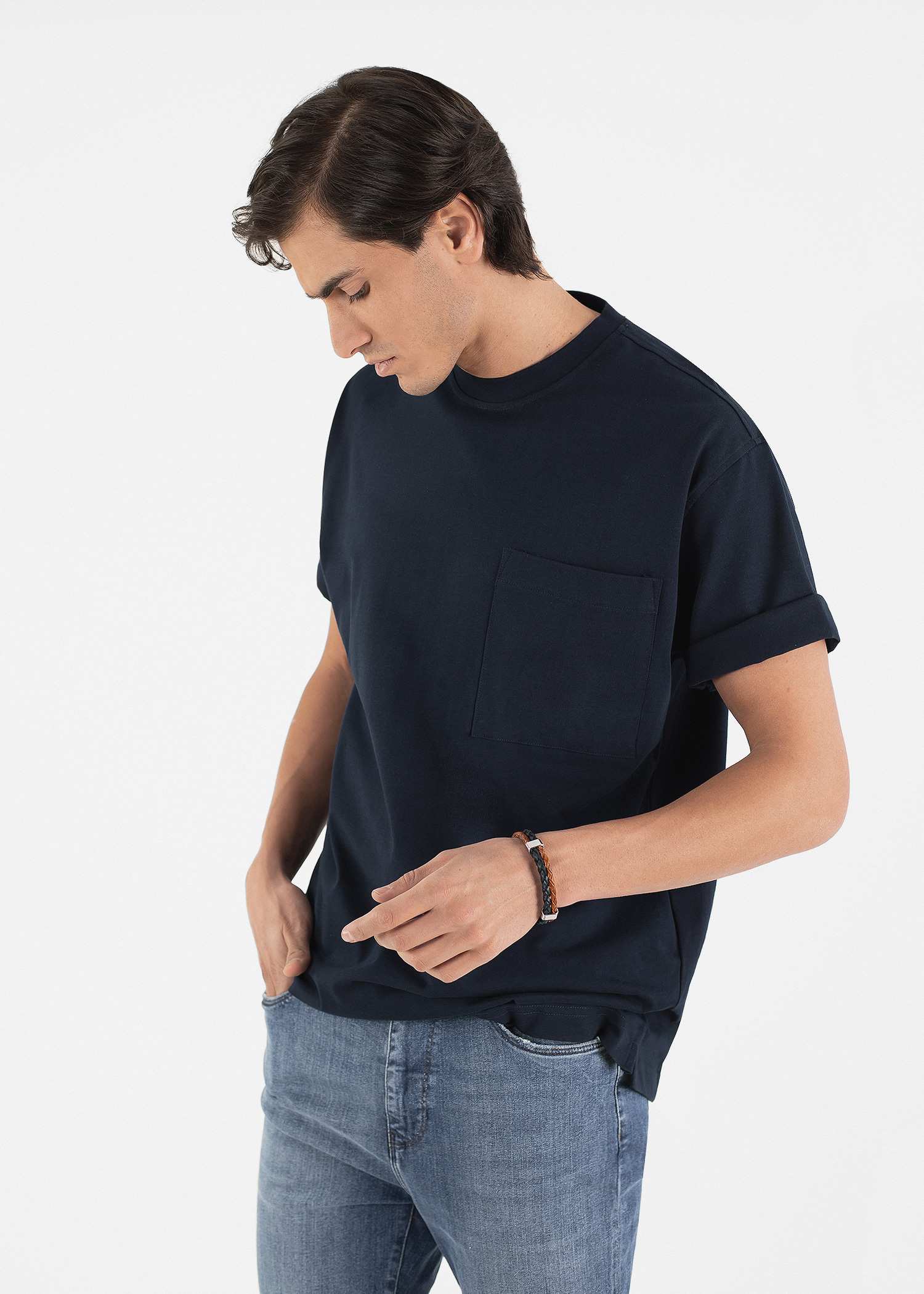 تیشرت یقه گرد مردانه 2310605 کروم