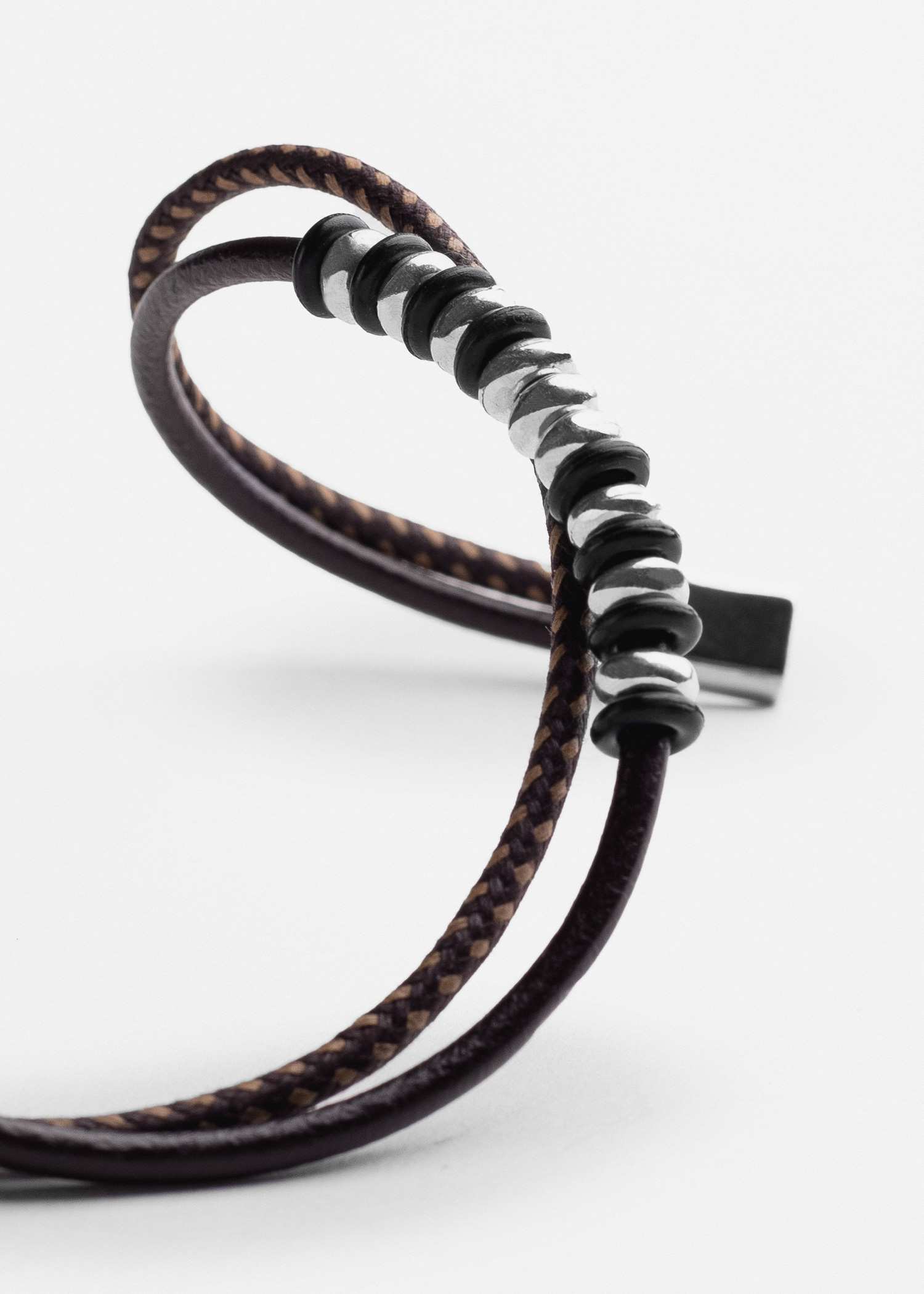 دستبند مردانه چرمی 2311905 کروم