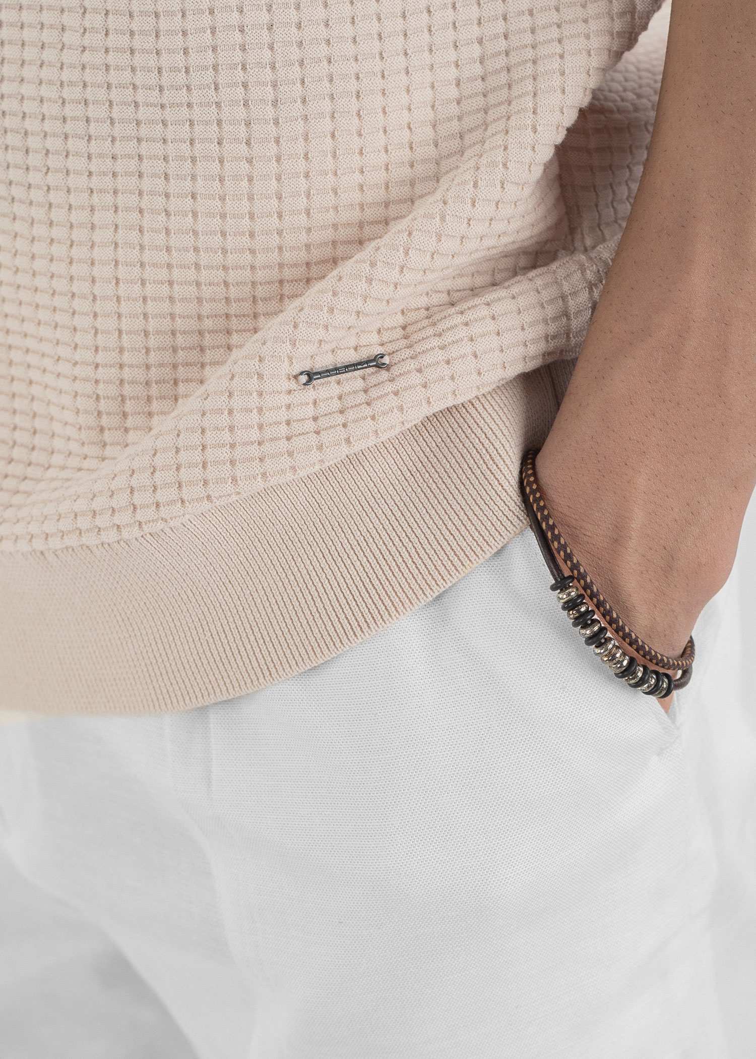 دستبند مردانه چرمی 2311905 کروم