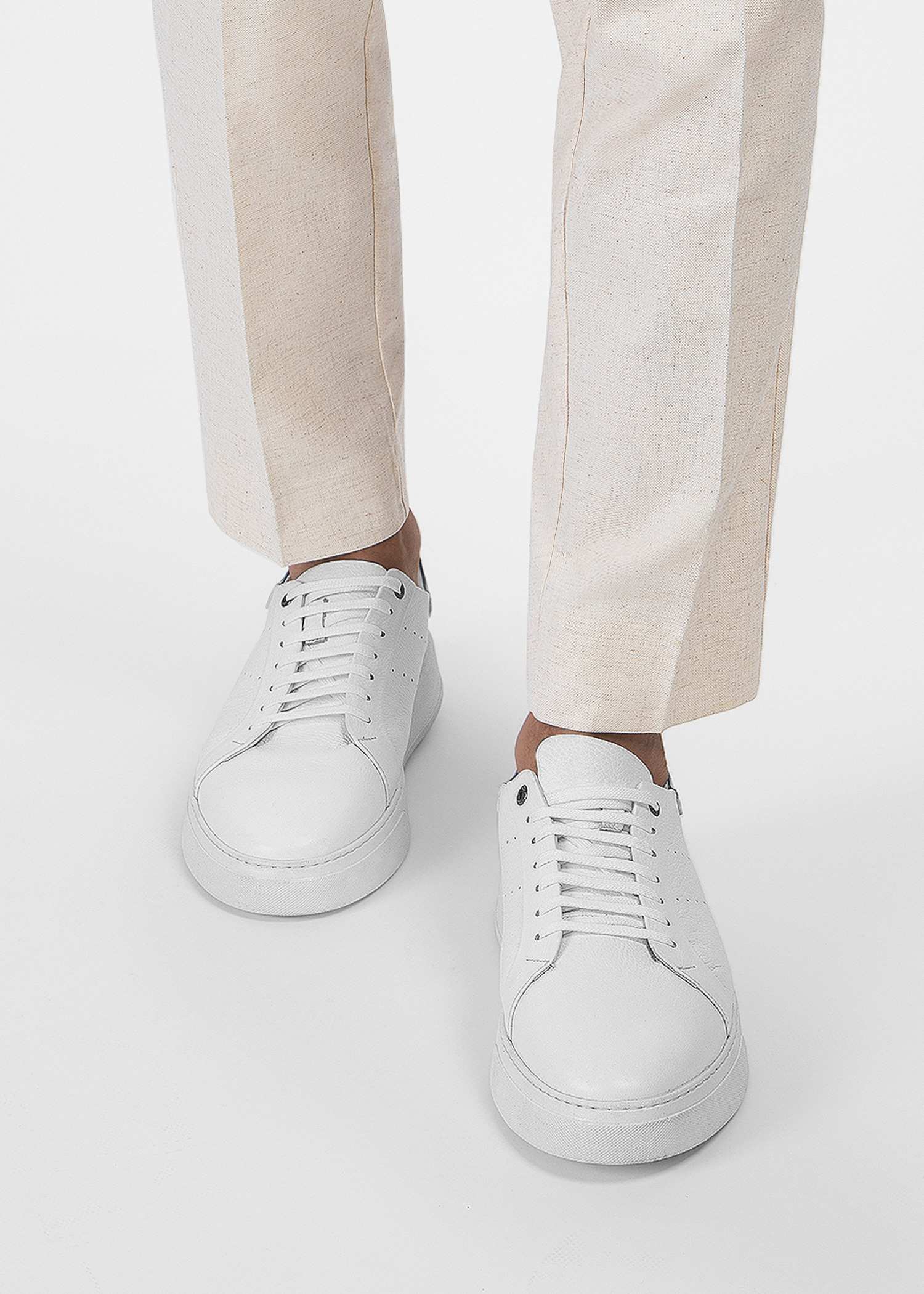 کفش چرم مردانه Sneakers کروم