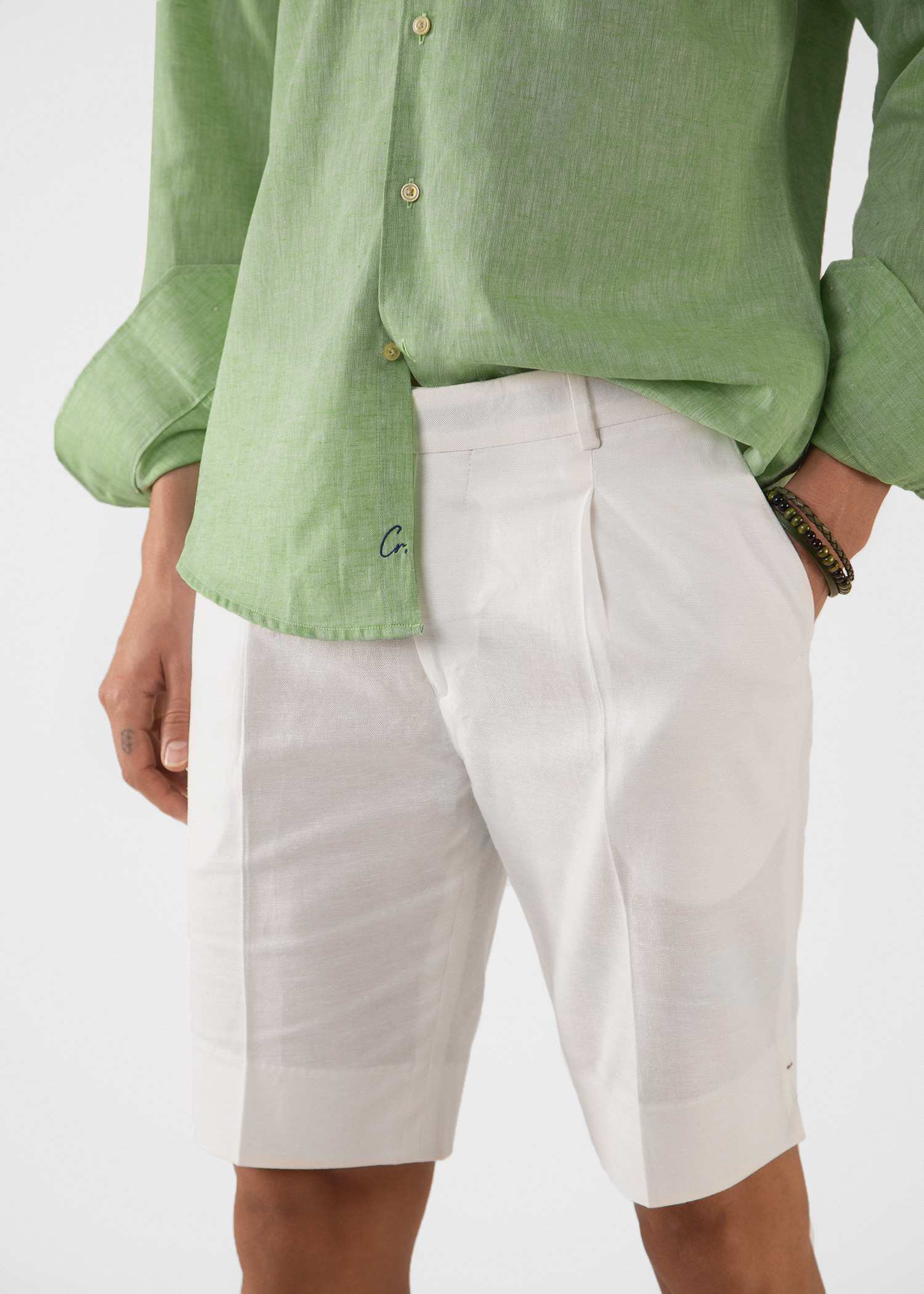 شلوارک لینن مردانه 2313001 کروم