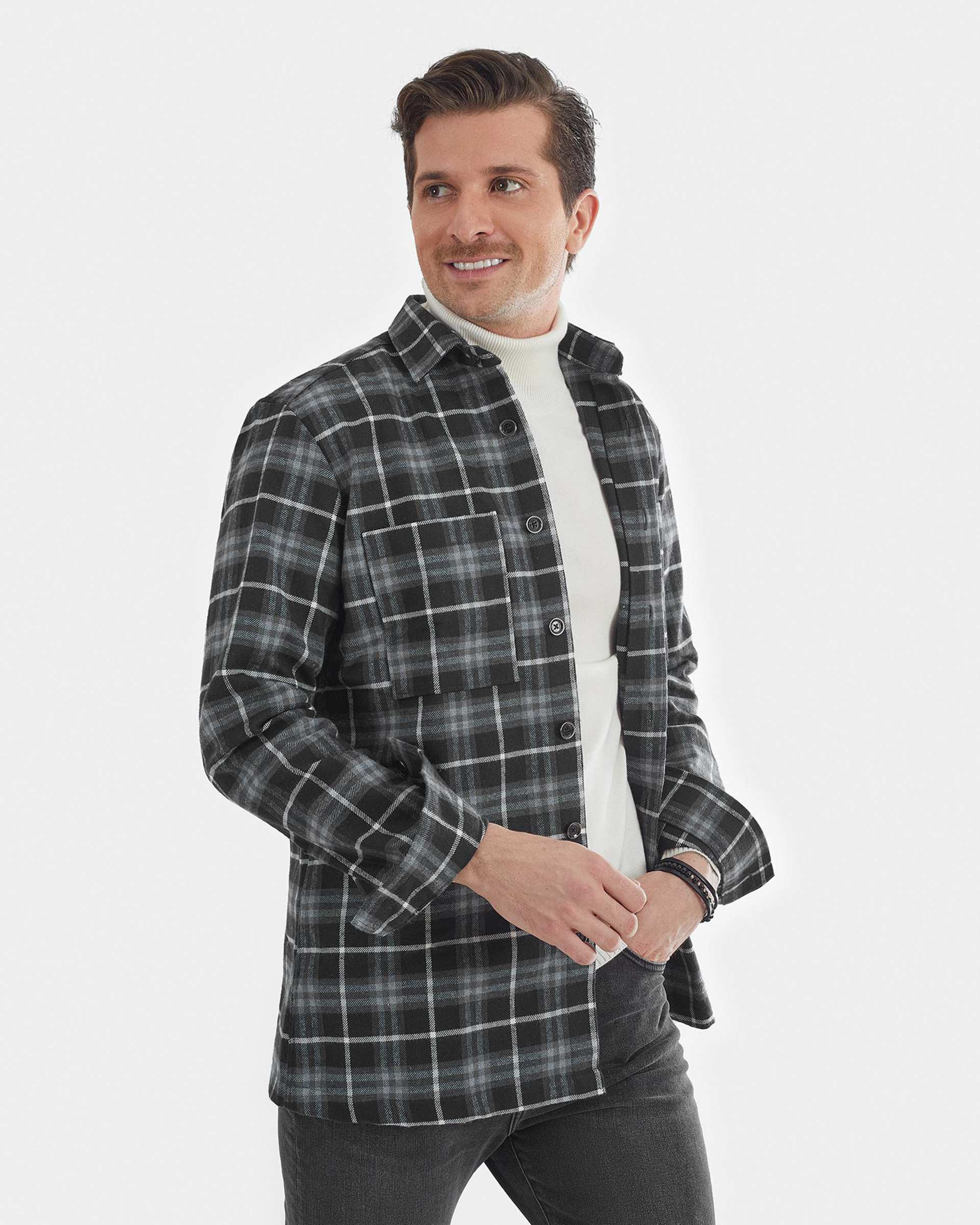 پیراهن چهارخانه Wool کروم