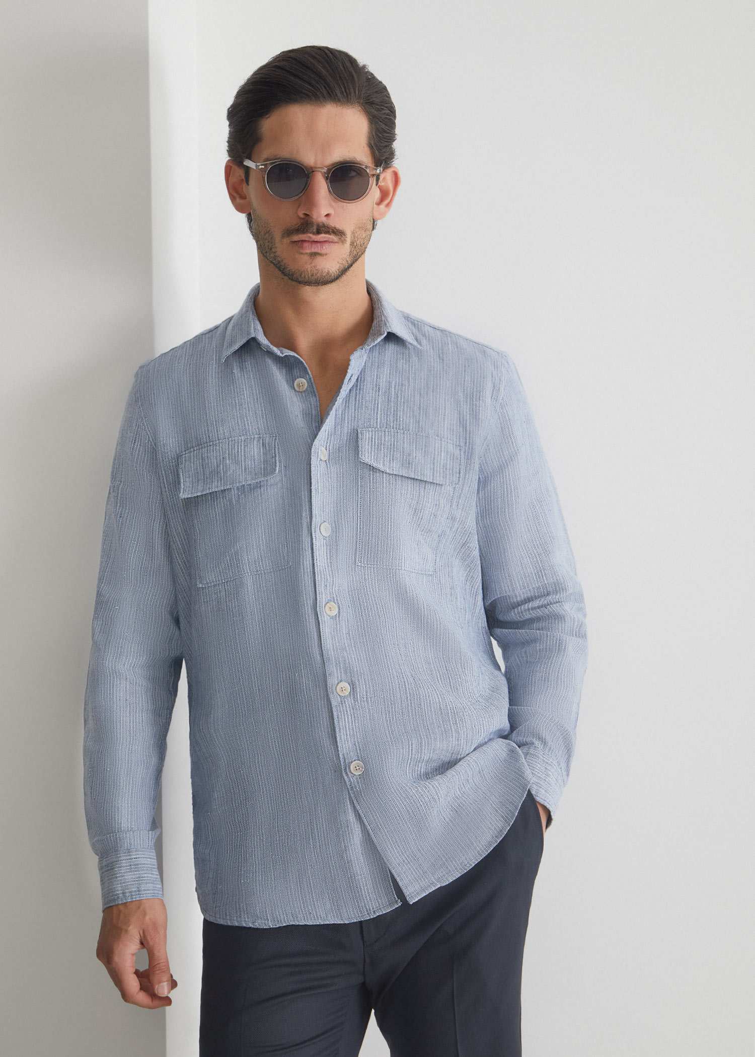 پیراهن دو جیب طرح دار 2410102 کروم