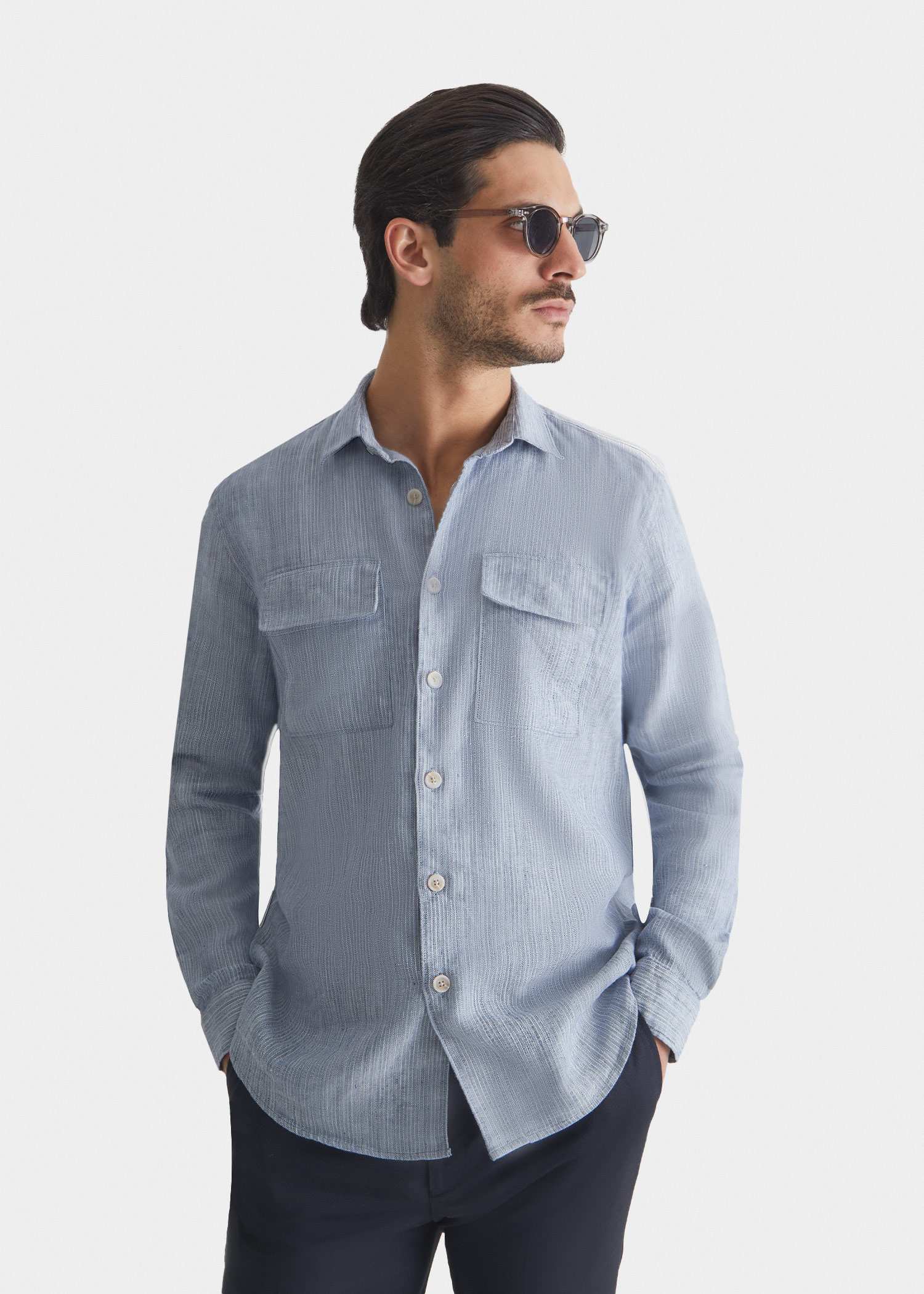 پیراهن دو جیب طرح دار 2410102 کروم