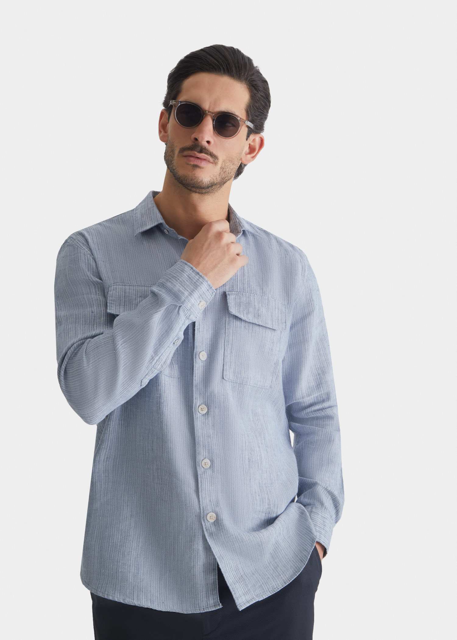 پیراهن دو جیب طرح دار 2410102 کروم