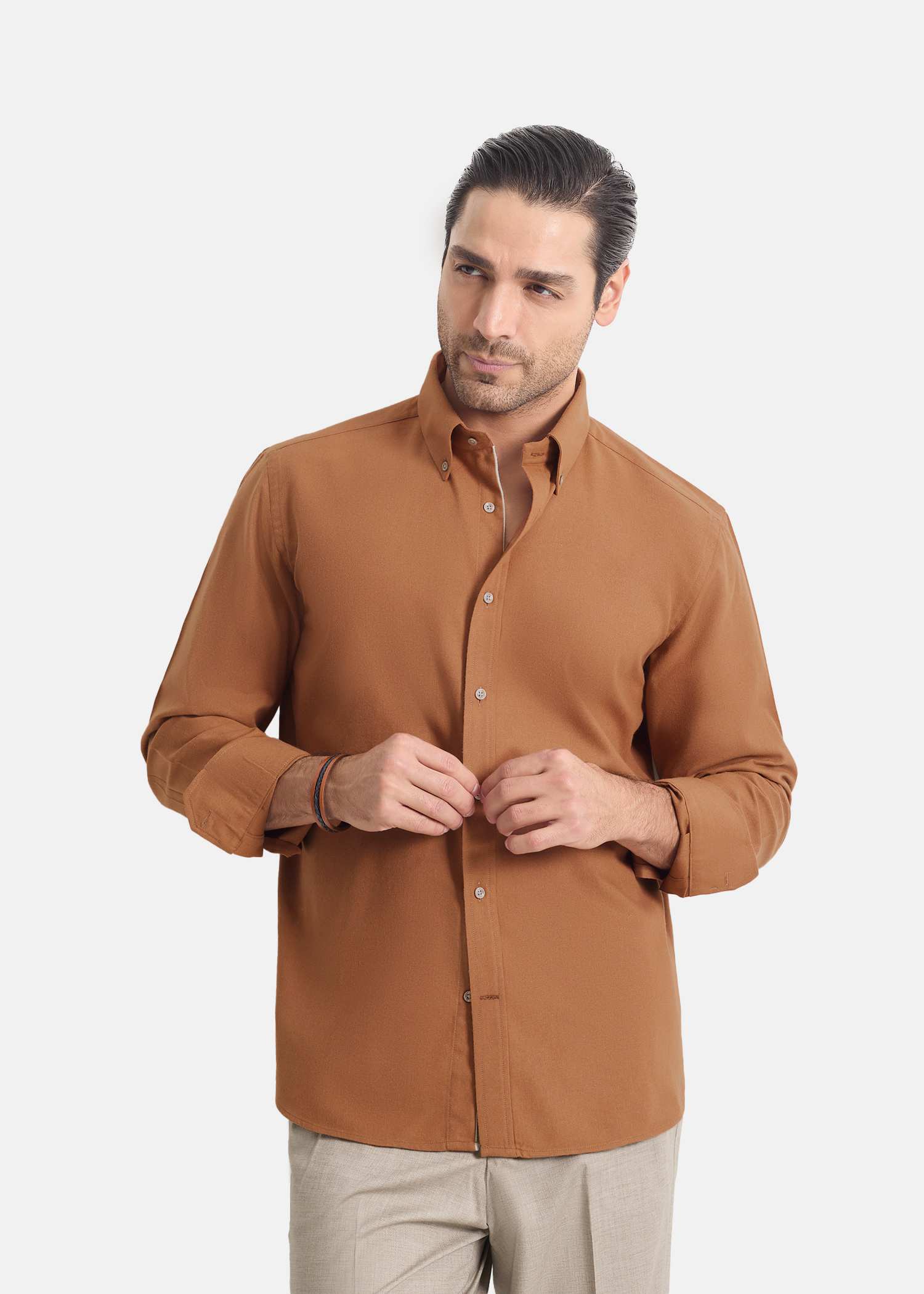 پیراهن یقه دکمه دار 2420115 کروم