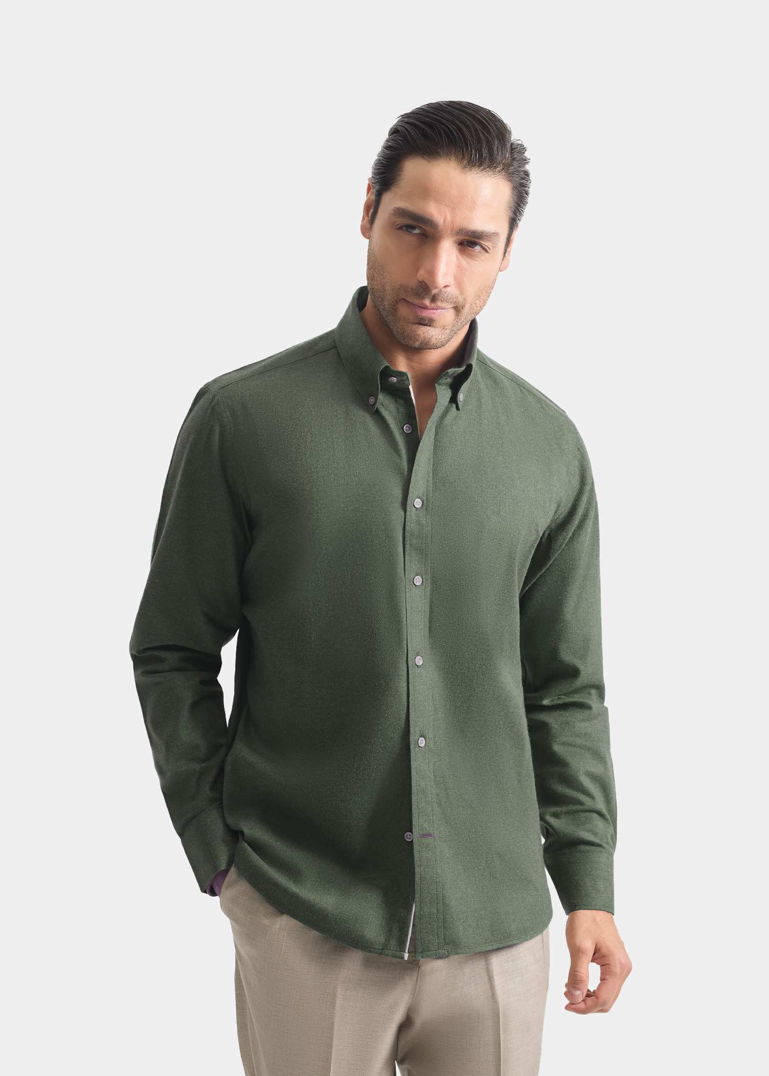 پیراهن یقه دکمه دار 2420115 کروم