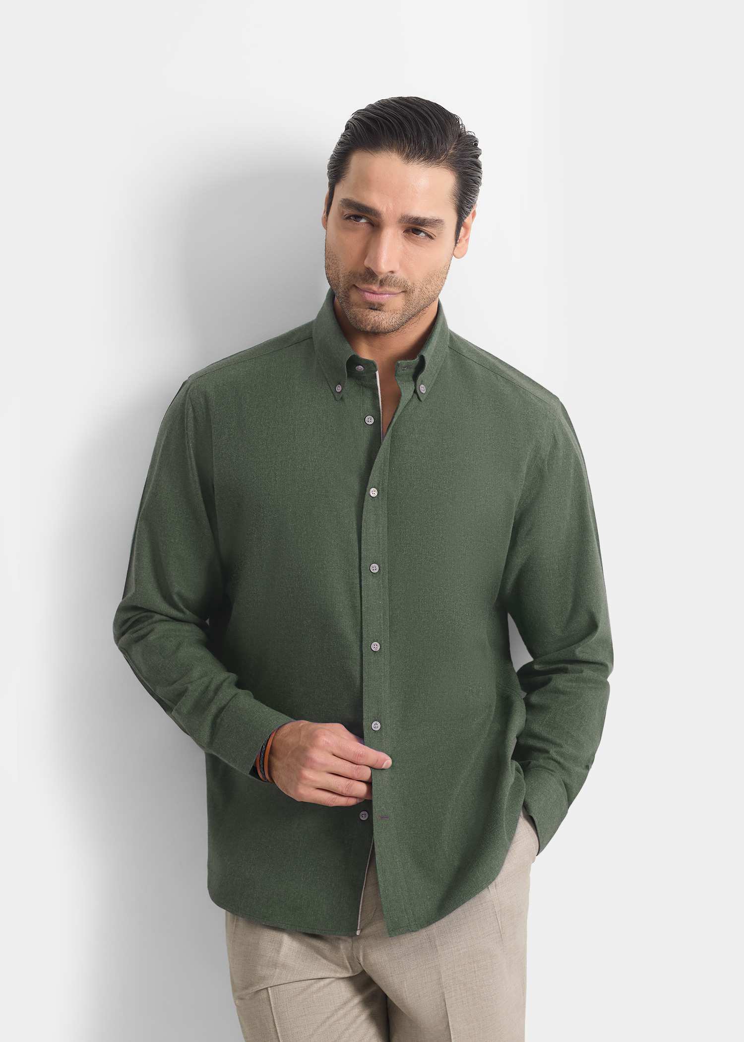 پیراهن یقه دکمه دار 2420115 کروم