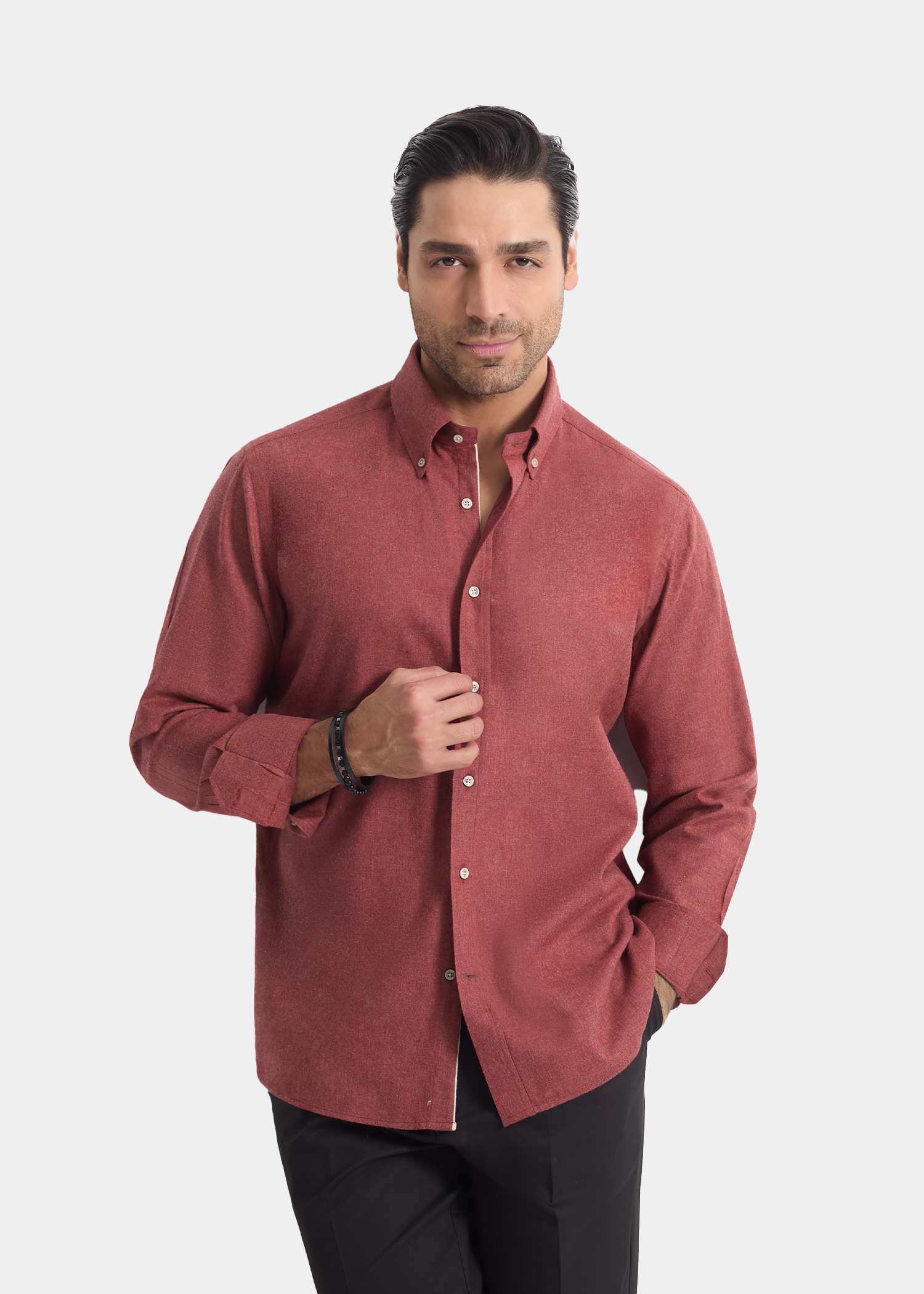 پیراهن یقه دکمه دار 2420115 کروم