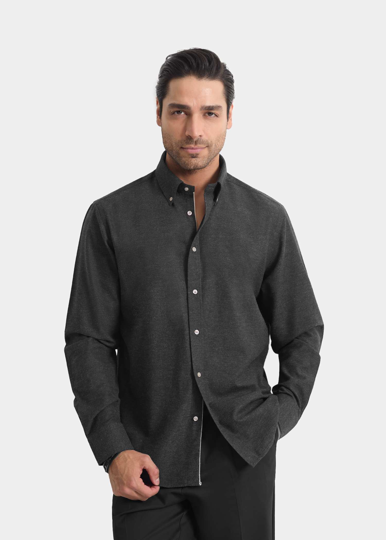 پیراهن یقه دکمه دار 2420115 کروم