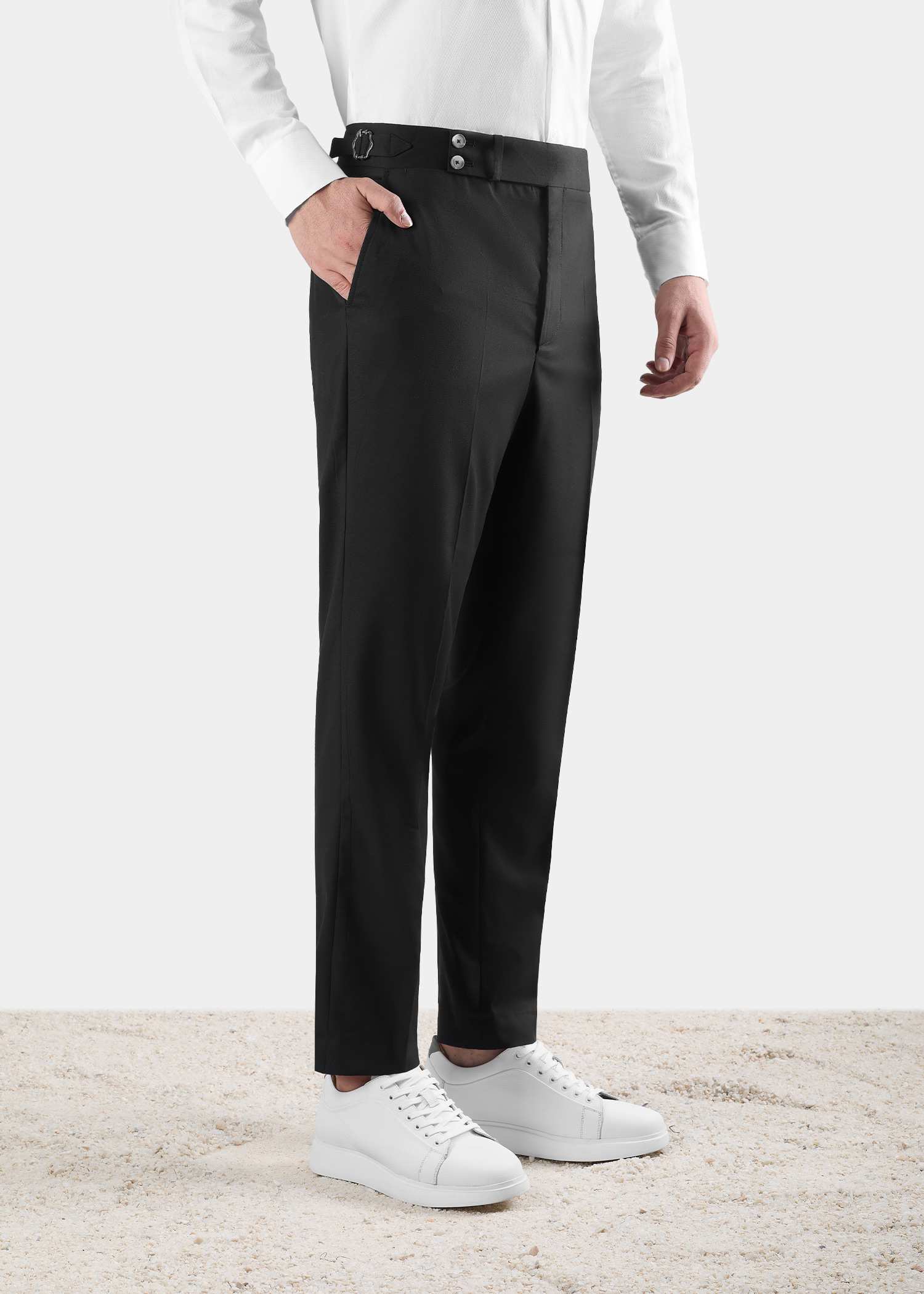 شلوار پارچه ای سگک دار 2422501 کروم