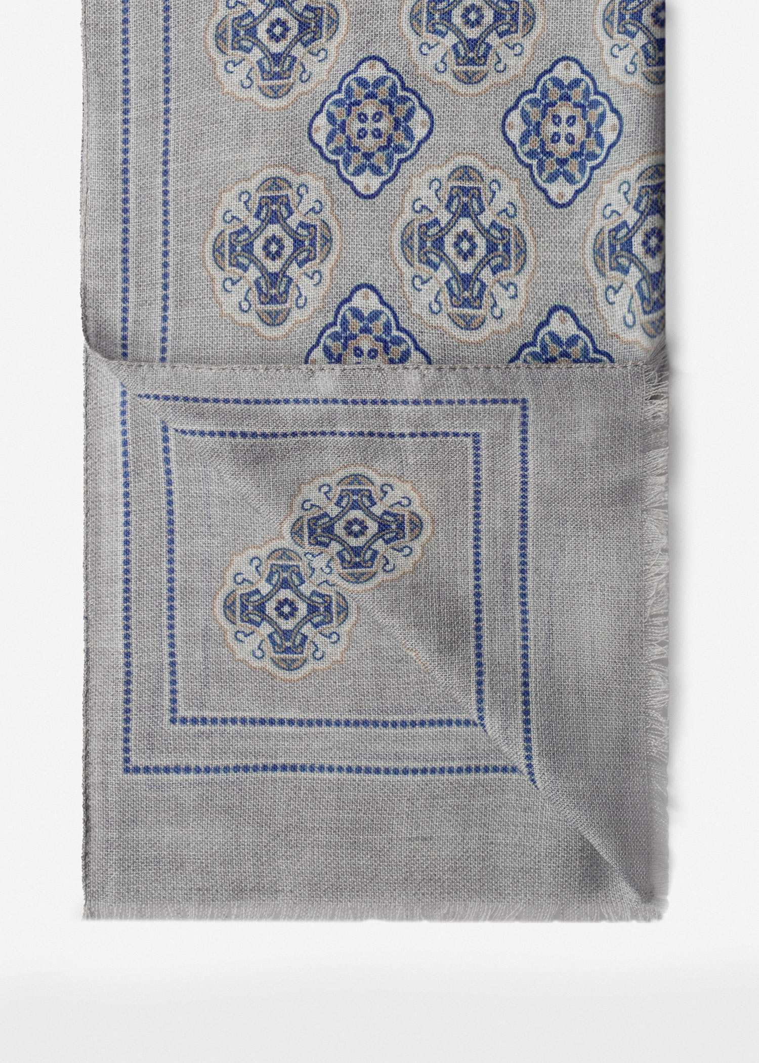 شال طرح دار پشمی 2521622 کروم