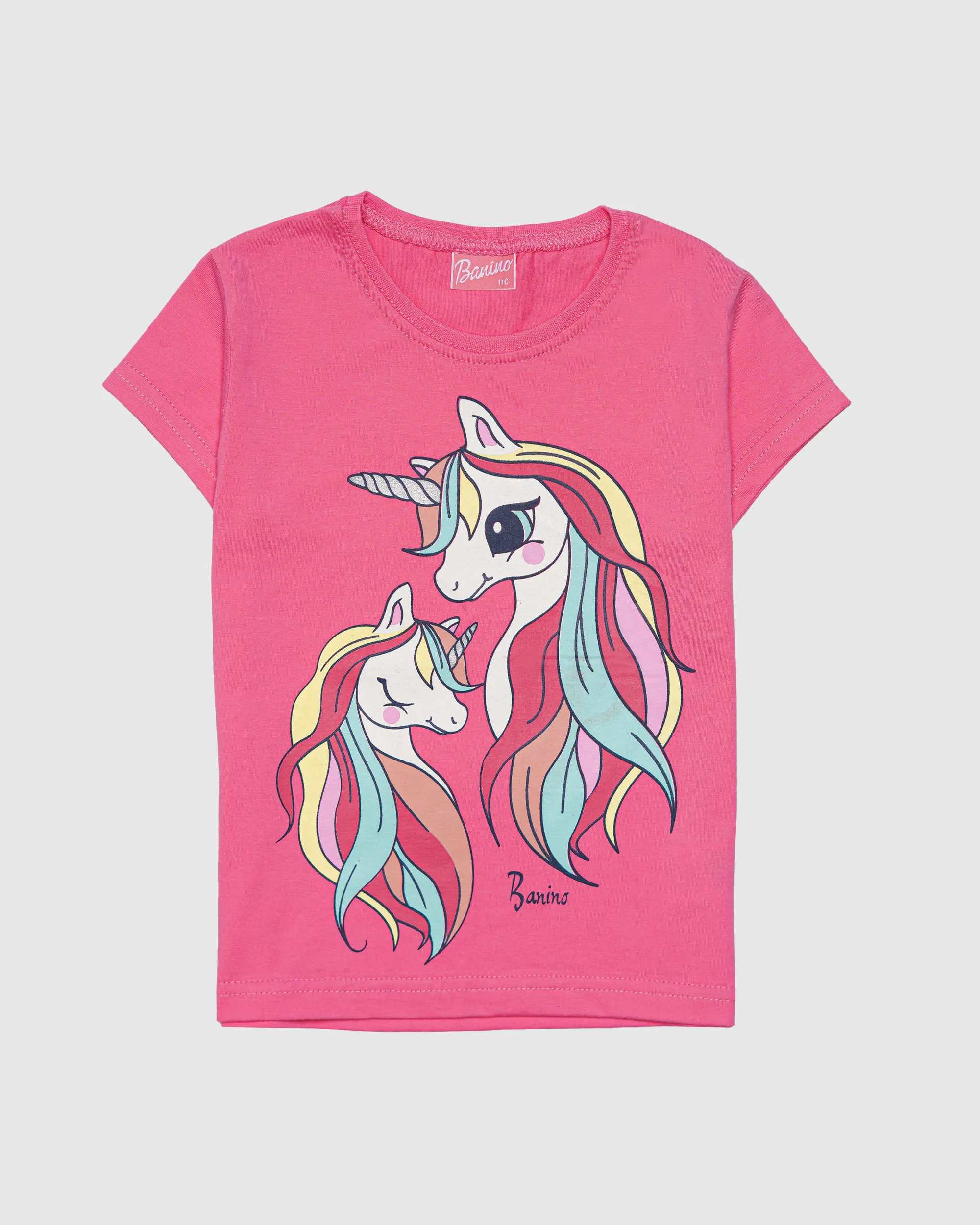 تیشرت شلوارک دخترانه مدل راه راه یونیکورن بانی نو