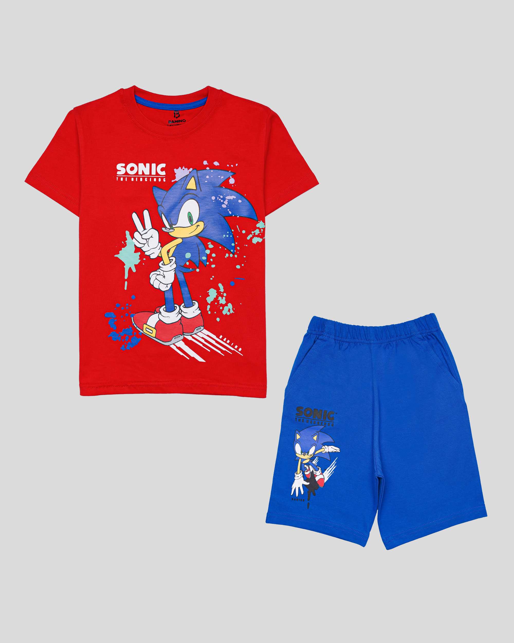 تی شرت شلوارک پسرانه طرح SONIC قرمز بانی نو
