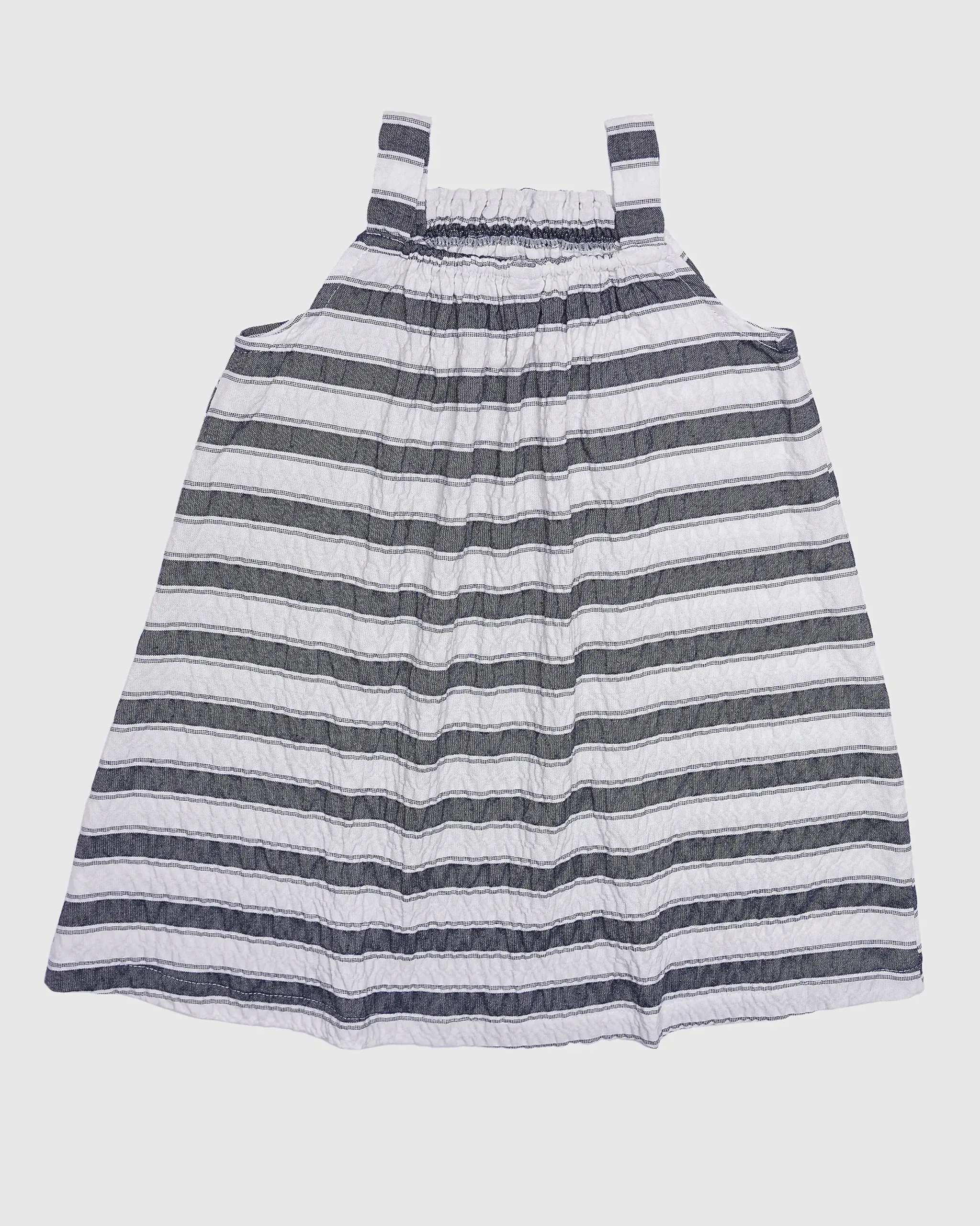 سارافون بندی دخترانه طرح راه راه طوسی بانی نو