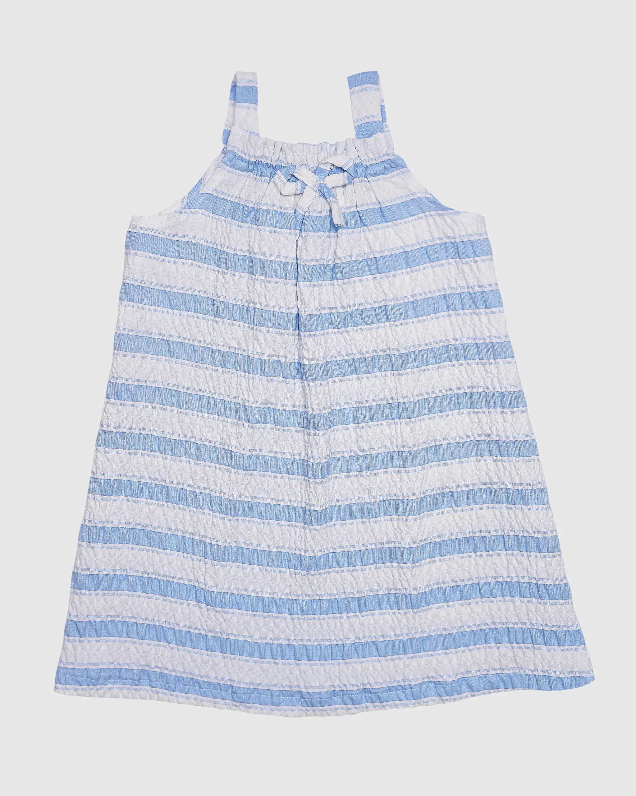 سارافون بندی دخترانه طرح راه راه آبی بانی نو