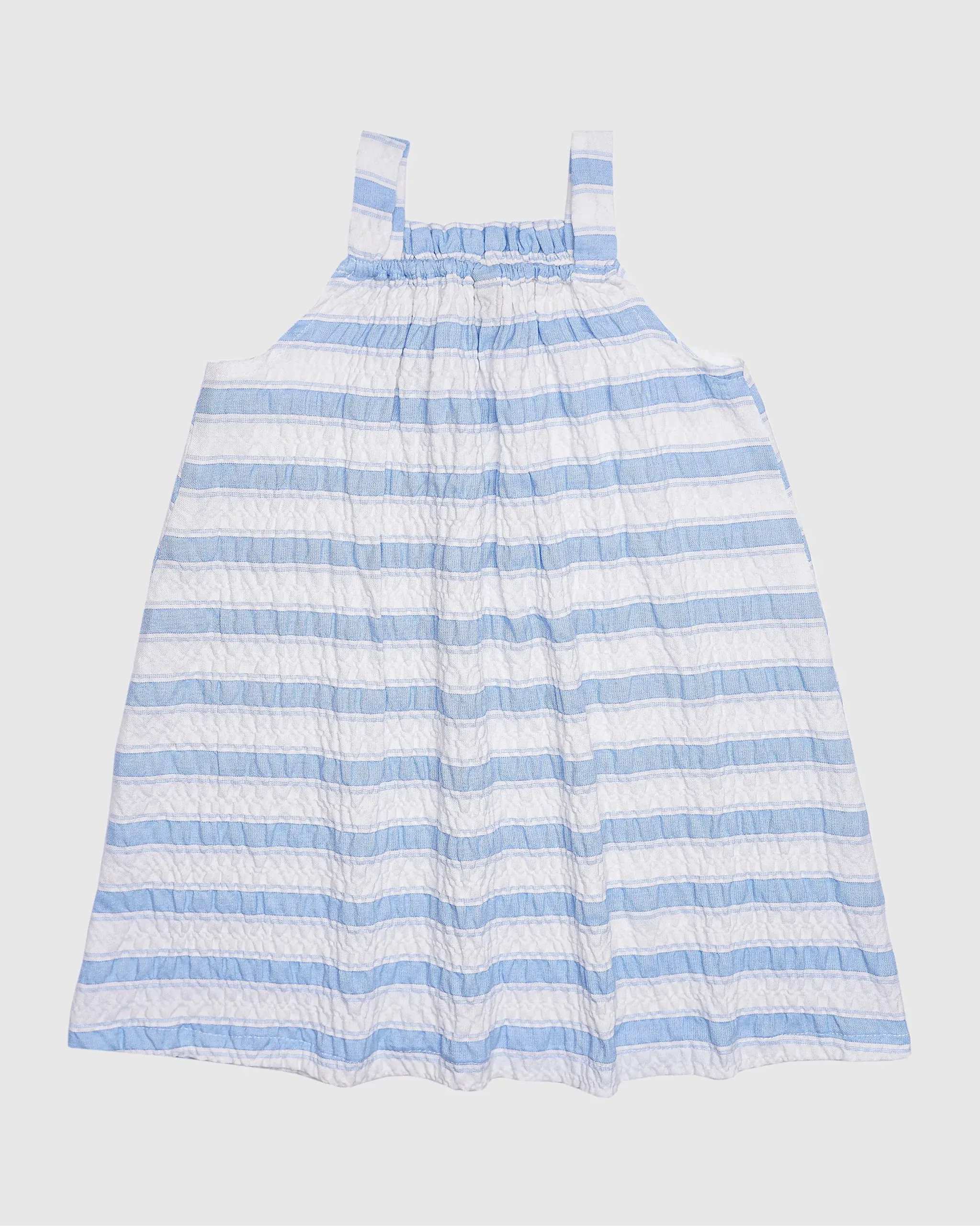 سارافون بندی دخترانه طرح راه راه آبی بانی نو