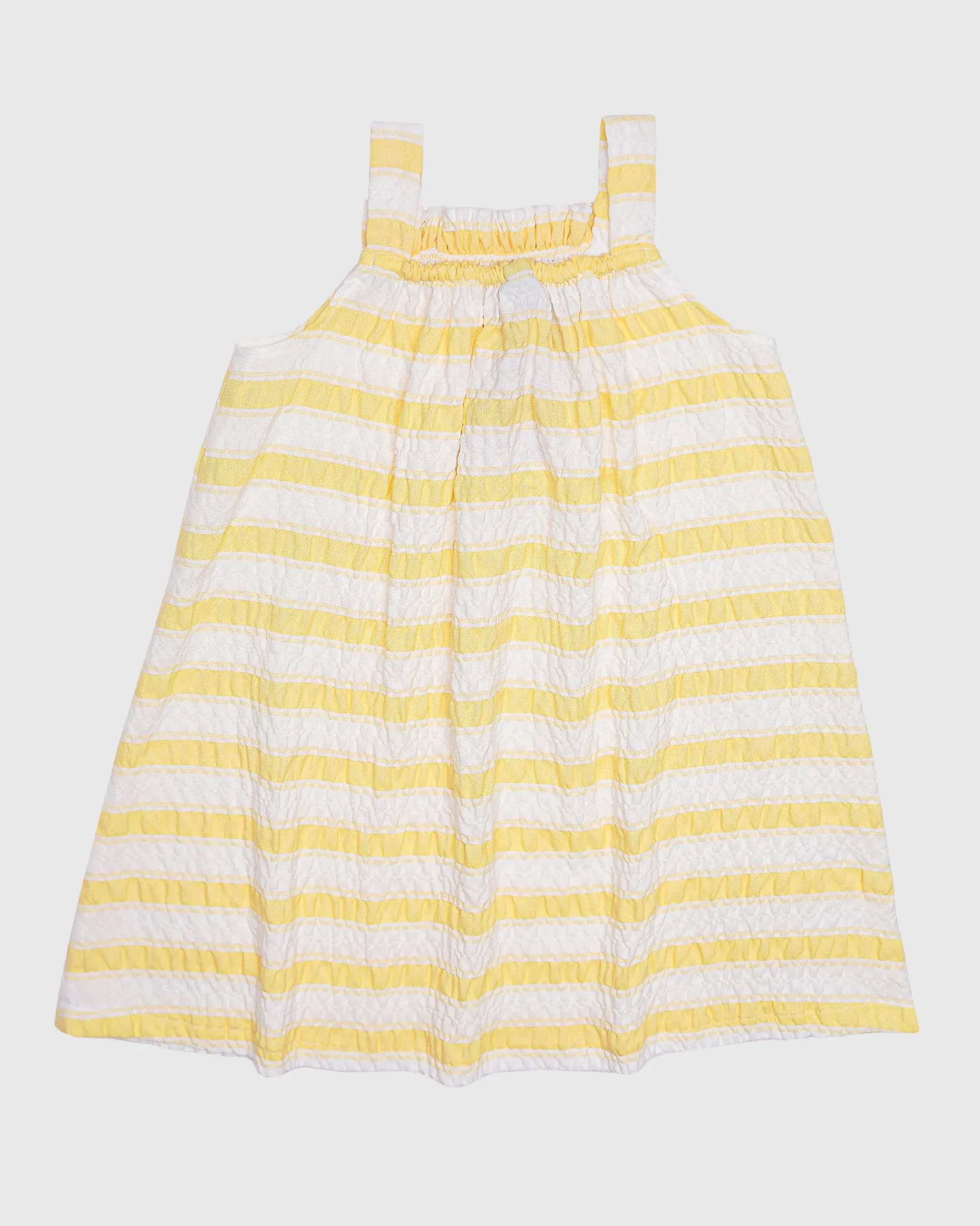 سارافون بندی دخترانه طرح راه راه زرد بانی نو