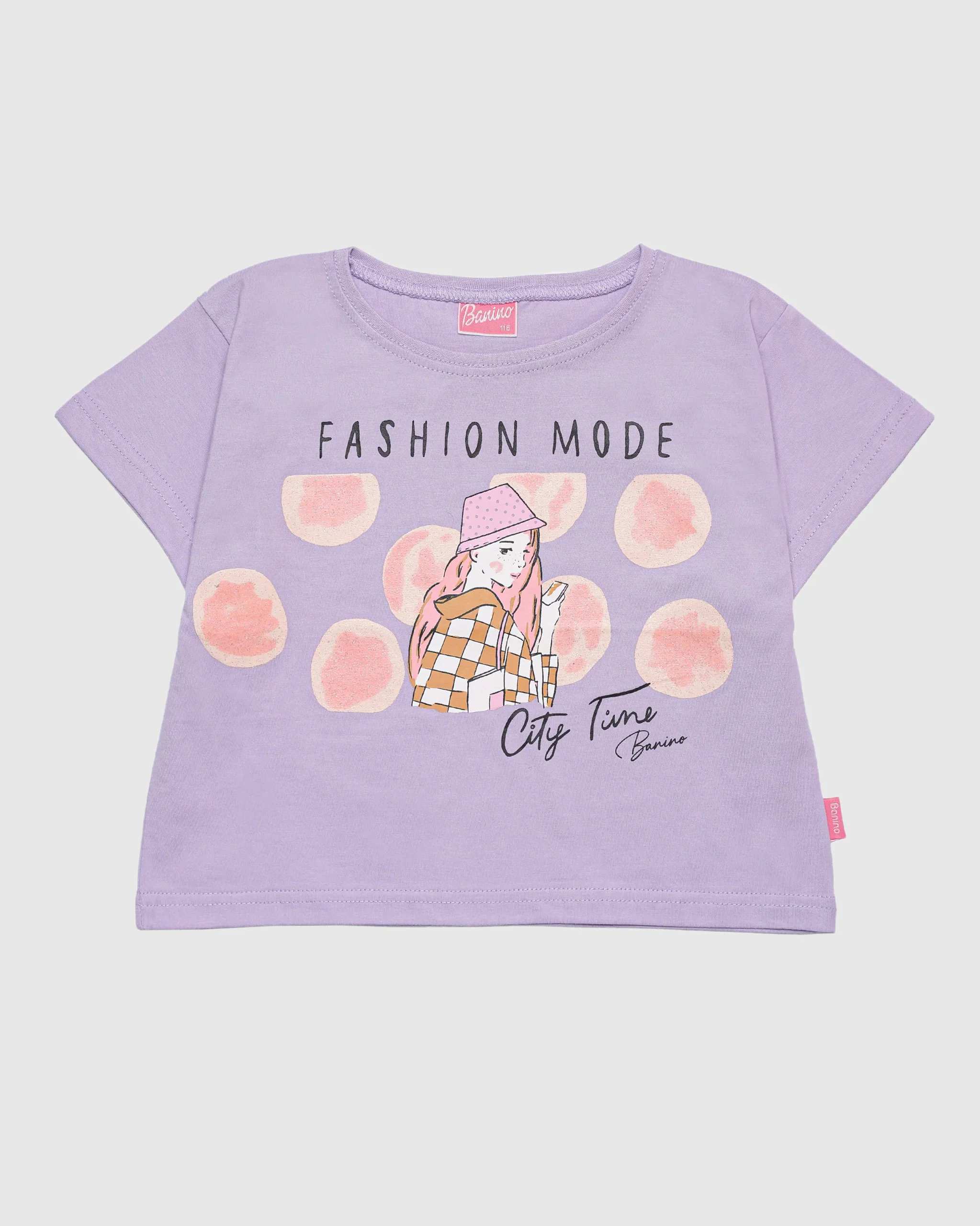 تی شرت دخترانه طرح FASHION MODE رنگ بنفش بانی نو